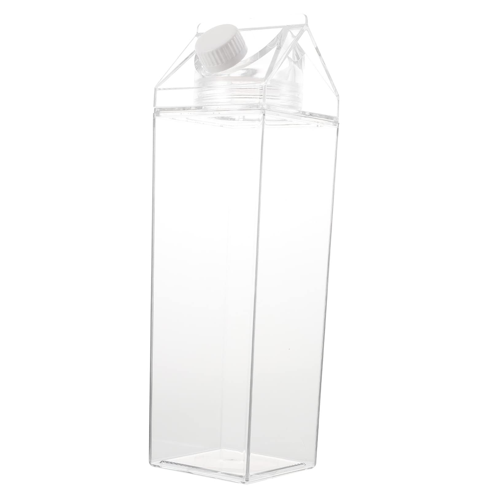 Cabilock Clear Plastic Milk Carton Water Bottle - Portable Square Juice Container for Sports, Travel & Outdoor Activities | BPA-Free Reusable Beverage Bottle for Kids & Adults