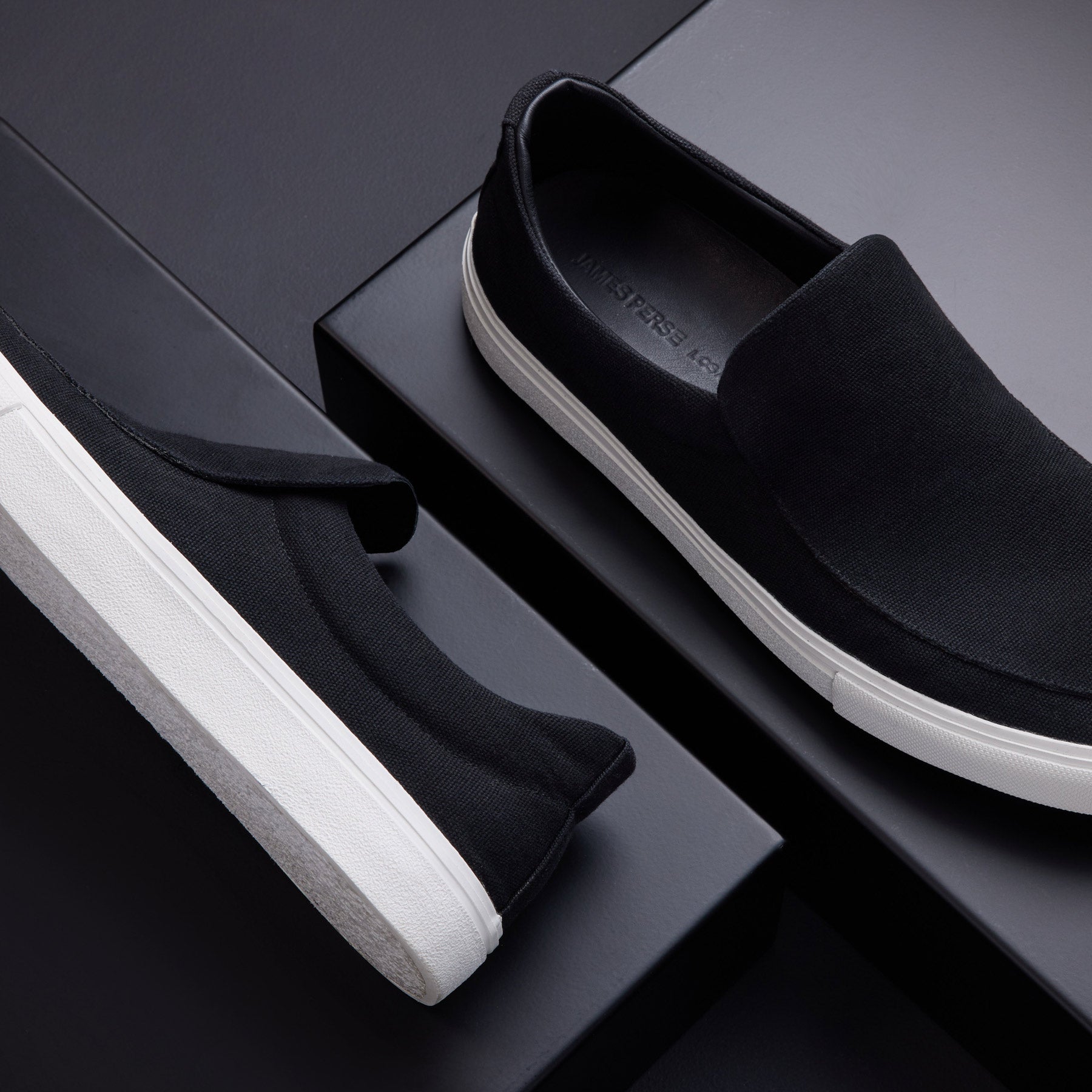 Men's Black Coastal Canvas Slip-On Shoes - Comfortable & Stylish Casual Loafers for Beach, Travel, and Everyday Wear