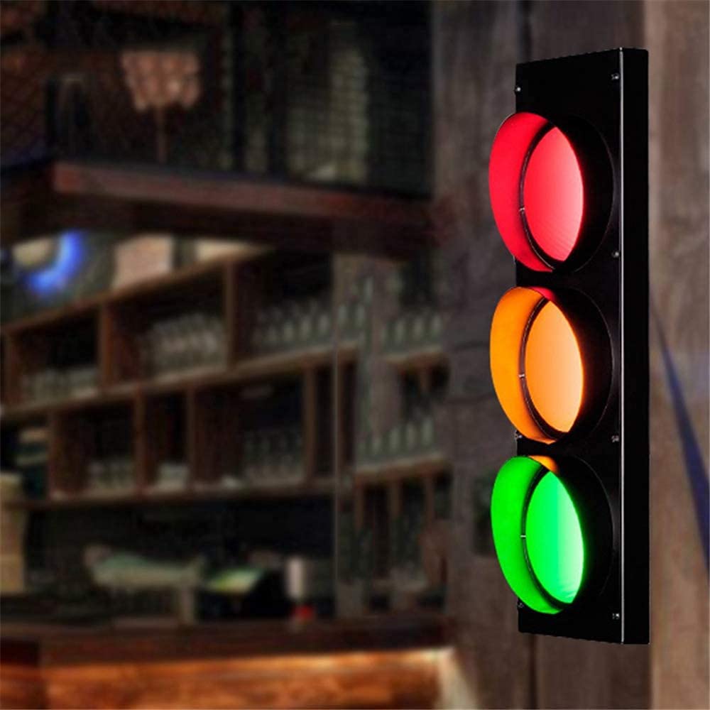 Retro LED Wall Lamp - Red Green Safety Light for Cafe & Bedroom