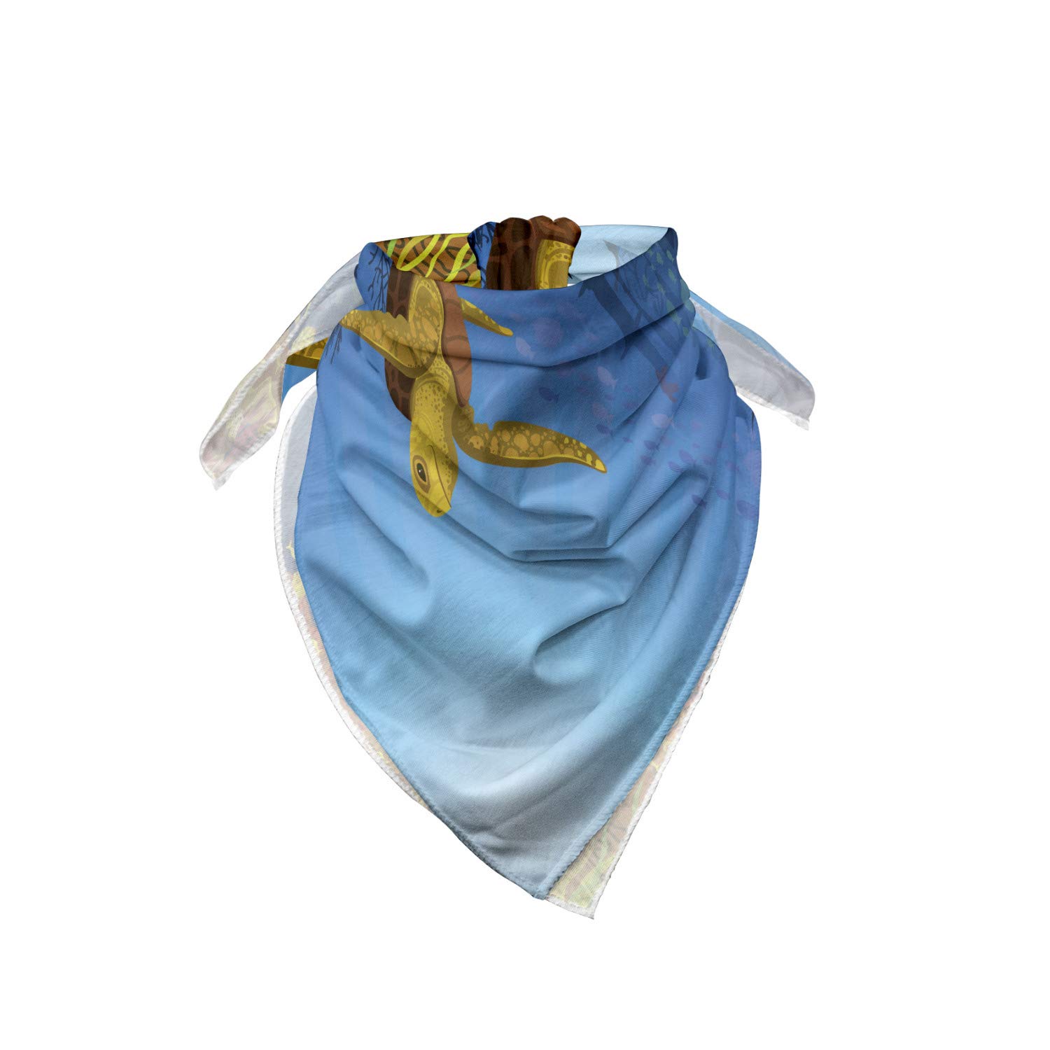 Ambesonne Ocean Bandana - Coral Reef Fish Turtle Print Unisex Head & Neck Scarf for Men Women - Beach, Surfing, Hiking, Outdoor Activities