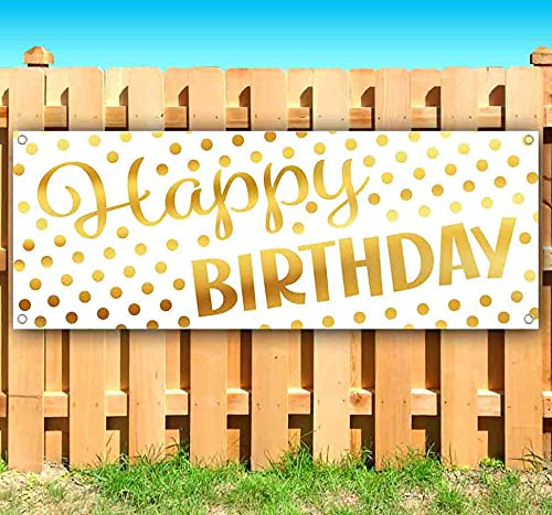 Happy Birthday Banner - 13 oz Heavy-Duty Vinyl with Metal Grommets | Single-Sided Non-Fabric Decoration | Perfect for Parties, Events & Celebrations
