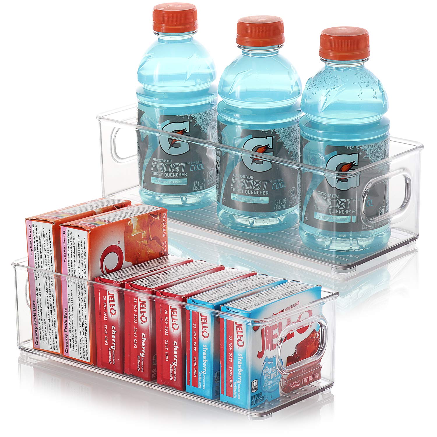 STORAGEBUD Clear Stackable Refrigerator & Freezer Organizer Bins - Pantry Storage Containers for Kitchen Organization - Perfect for Food Storage, Meal Prep & Decluttering Fridge/Freezer