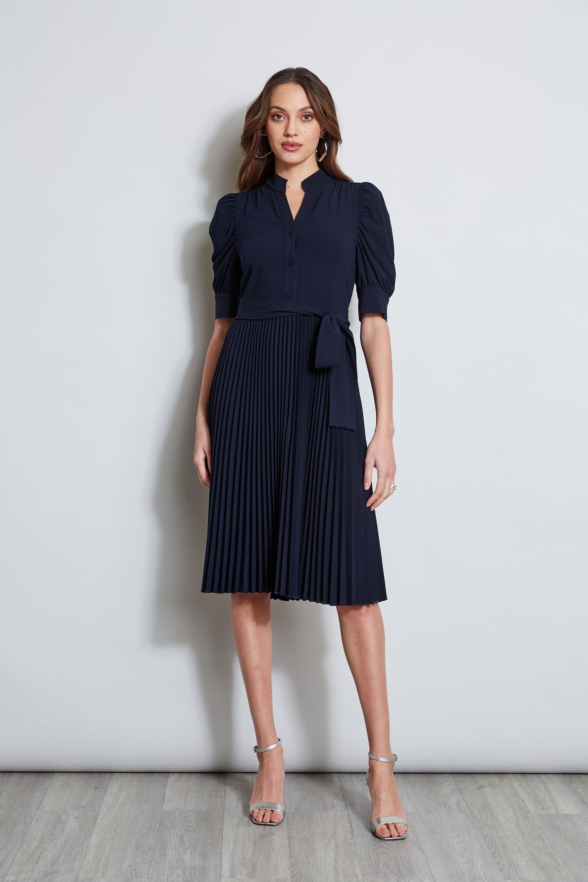 Elegant Pleated Ruched Sleeve Dress for Women - Flattering Party & Cocktail Attire - Perfect for Weddings, Date Nights & Special Occasions