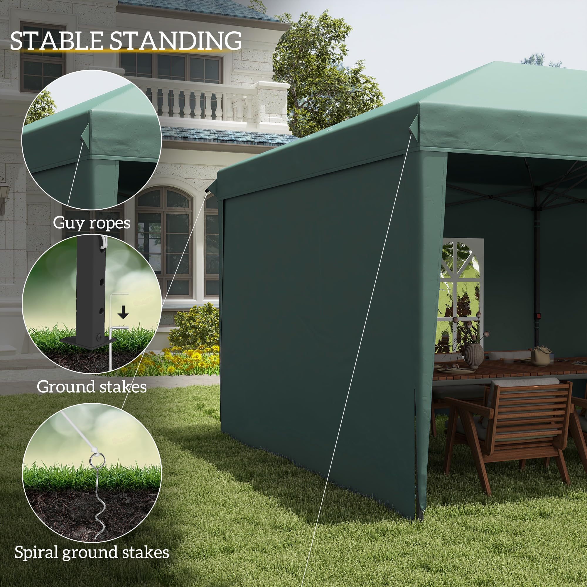 Outsunny 10' x 20' Heavy Duty Pop Up Canopy Tent with 4 Sidewalls & Carrying Bag - Instant Outdoor Gazebo for Parties, Garden, Patio, Camping, Beach, and Backyard Events
