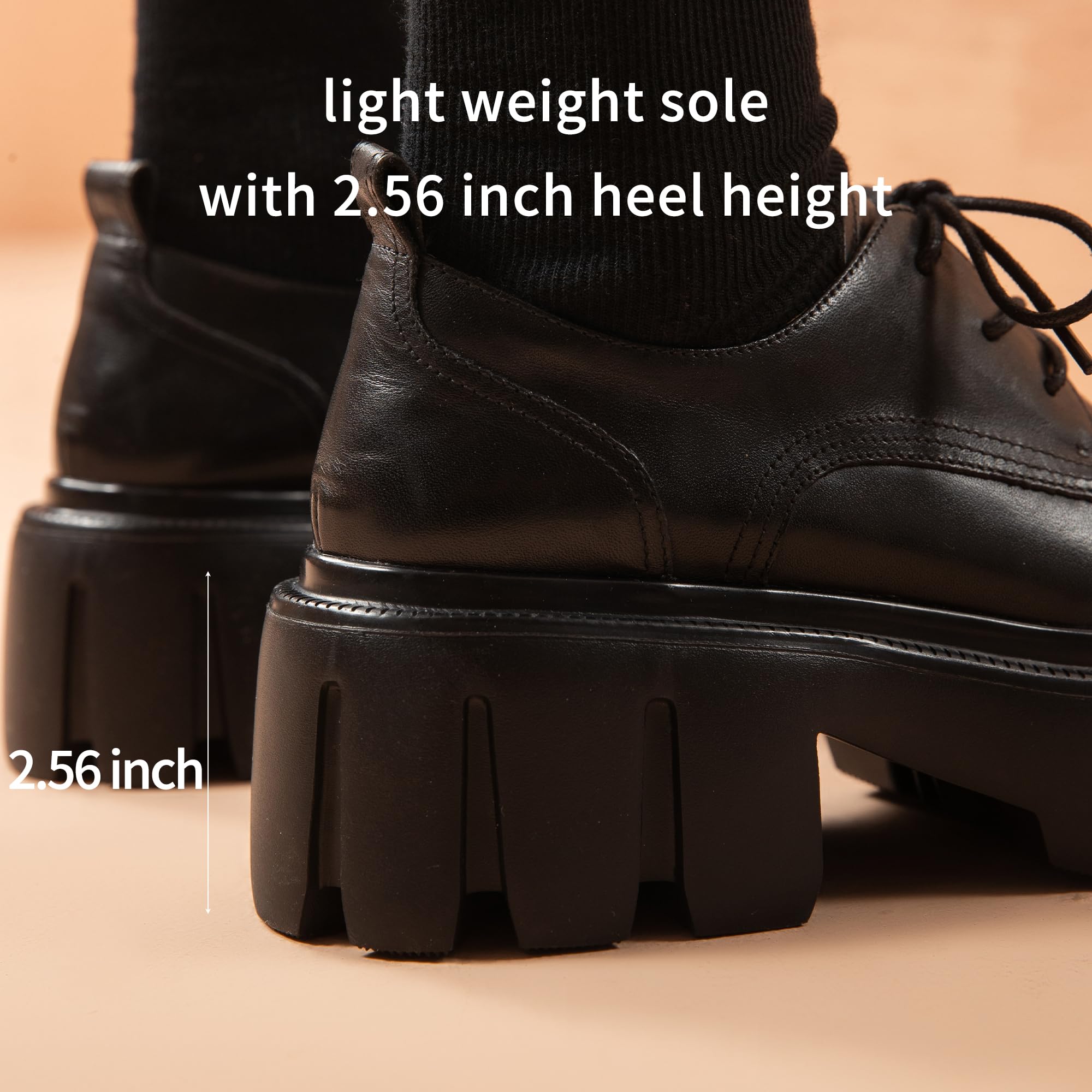 BEAU TODAY Women's Chunky Leather Lace-Up Oxford Shoes - Comfortable Platform Dress Shoes for Business, Office & Casual Wear | Perfect for Work, Daily Outfits & Professional Occasions