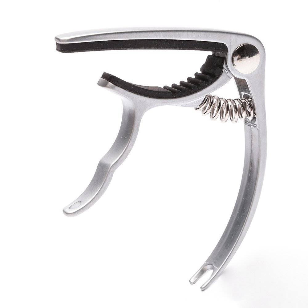 Premium Guitar Capo with 6 Free Picks - Quick Change Capo for Acoustic, Electric Guitars, Ukulele & Banjo (Silver) - Perfect for Live Performances, Studio Recording & Practice Sessions