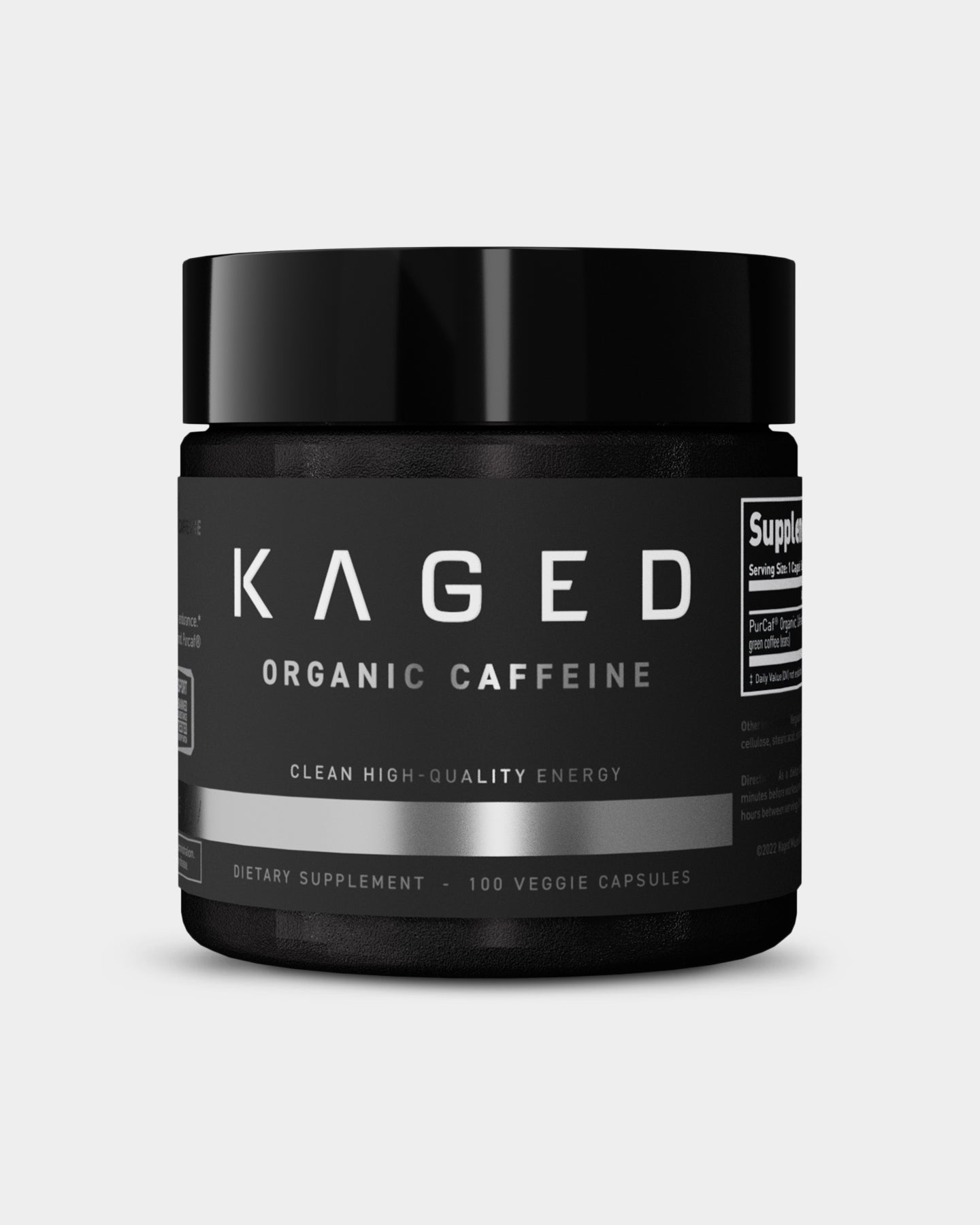 Kaged PURCAF Caffeine Capsules - Premium Natural Caffeine Supplement for Energy & Focus - Pre-Workout, Study & Daily Performance Booster