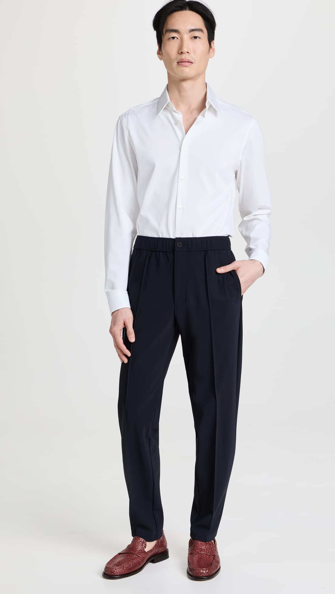 Theory Men's Curtis Drawstring Ponte Pants - Slim Fit Stretch Comfortable Dress Pants for Office, Business Casual & Travel