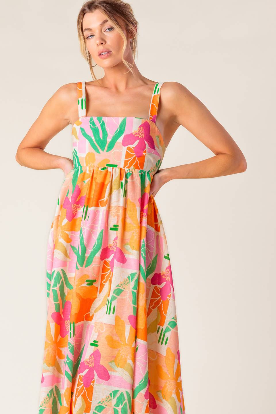 BON VOYAGE MAXI DRESS - Floral Print Summer Beach Dress for Women in Pink & Orange | Perfect for Vacation, Pool Party & Boho Outfit