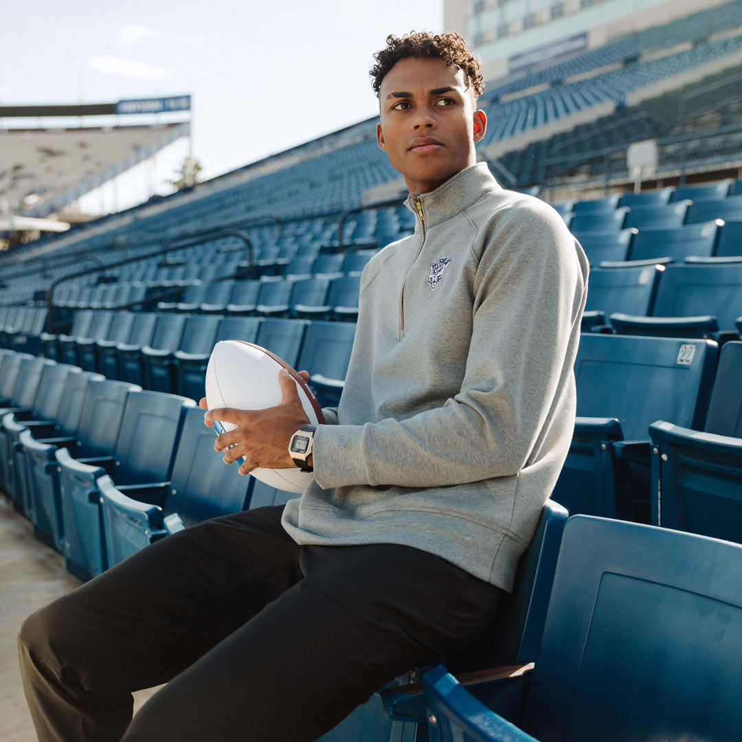 BYU Men's Oxford Zip Up Hoodie - Heather Grey | Casual & Comfortable Pullover for College, Streetwear & Everyday Wear