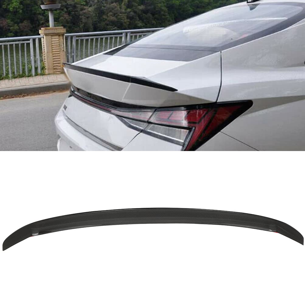Carbon Fiber Rear Trunk Lip Spoiler for 2021-2022 Hyundai Elantra - Stylish Boot Wing Tail Deck Spoiler for Enhanced Aerodynamics & Sporty Look | Perfect for Car Enthusiasts & Custom Upgrades