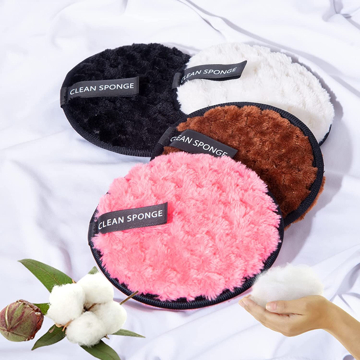 Organic Reusable Makeup Remover Pads - 3 Pack Soft Microfiber Facial Rounds for Gentle Cleansing, Mascara & Eye Shadow Removal | Washable, Chemical-Free | Perfect for Travel, Daily Skincare & Eco-Friendly Beauty Routine