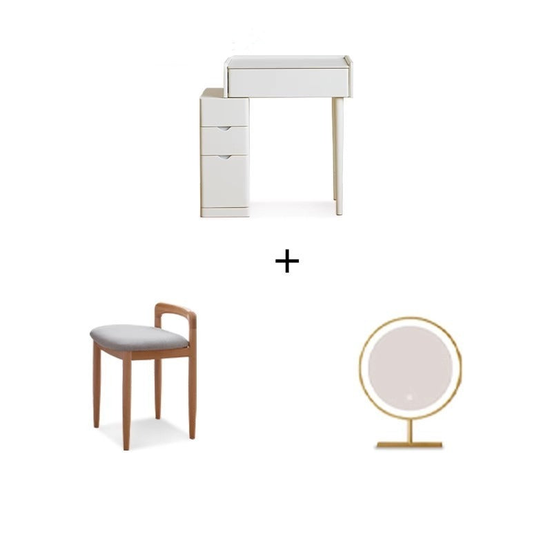 Pine Solid Wood Vanity Table with Mirror - Cream Shabby Chic Style for Bedroom & Dressing Room Makeup Organization