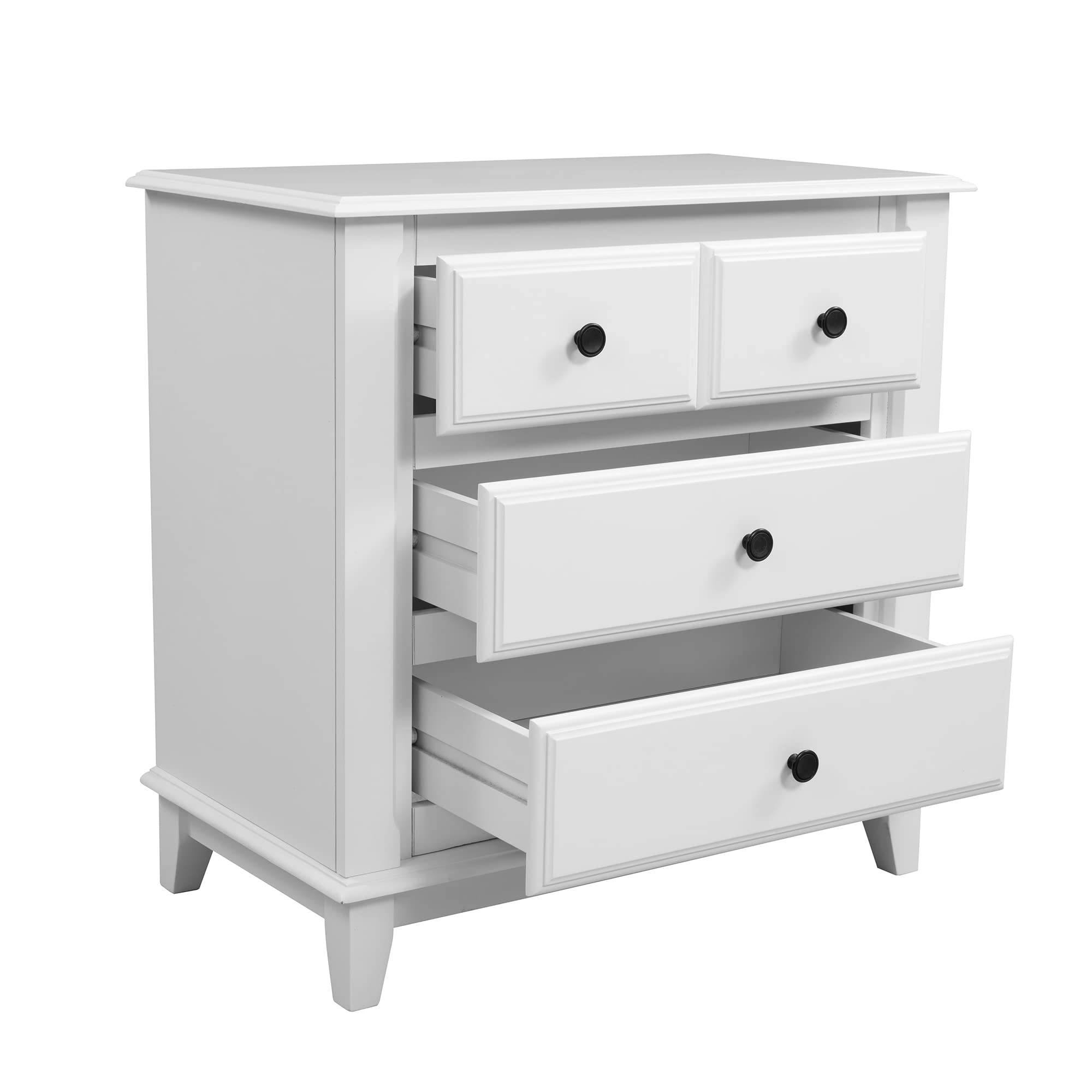 Mid Century Modern Nightstand - Wooden Bedside Table with Drawer & Shelf, White - Stylish End Table for Bedroom Storage & Living Room Decor