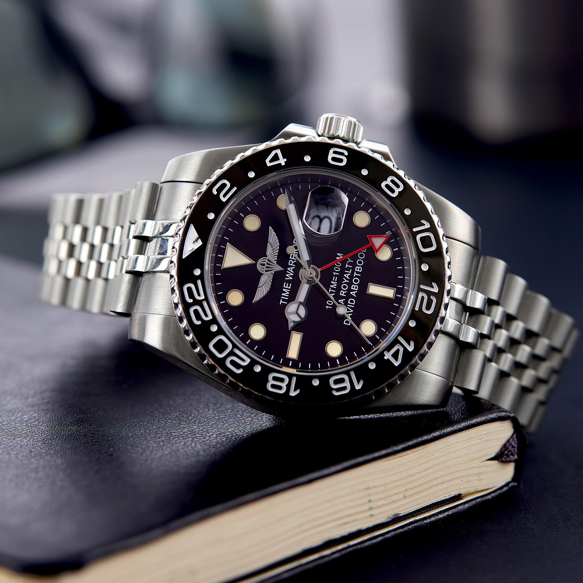 Premium Swiss GMT Watch with Scratch-Resistant Sapphire Glass & Durable Solid Stainless Steel Case - Perfect for Travel, Business & Luxury Everyday Wear