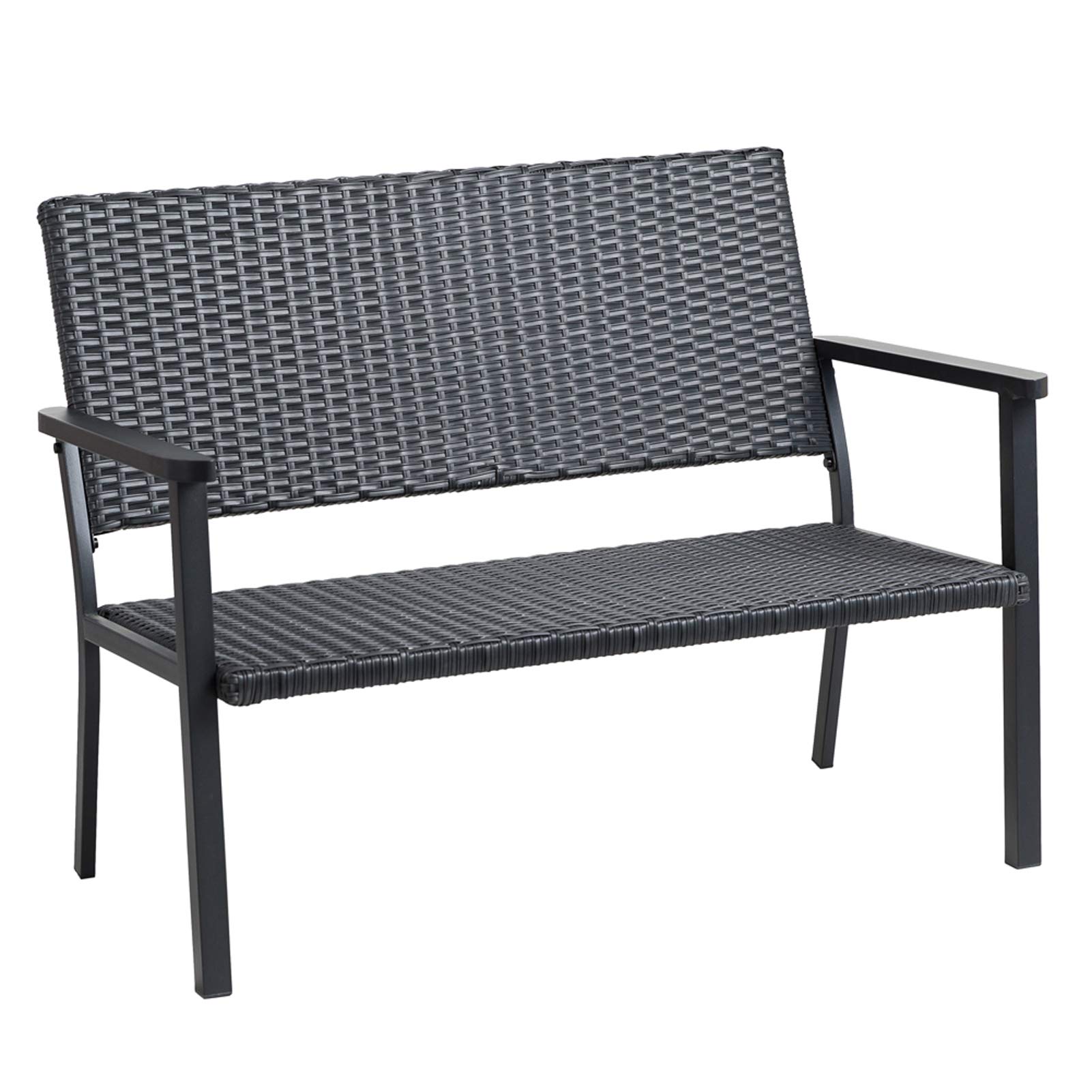 Outdoor Loveseat Bench Chair - All-Weather Wicker & Metal Frame Patio Furniture for Porch, Garden, Backyard - Perfect for Relaxing, Entertaining & Outdoor Dining