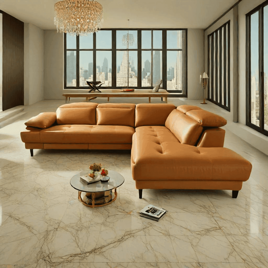 Maia Genuine Leather Sectional Sofa - Premium Real Leather Couch for Living Room, Modern L-Shaped Sofa Set with Comfortable Seating | Perfect for Family Gatherings, Movie Nights & Home Decor