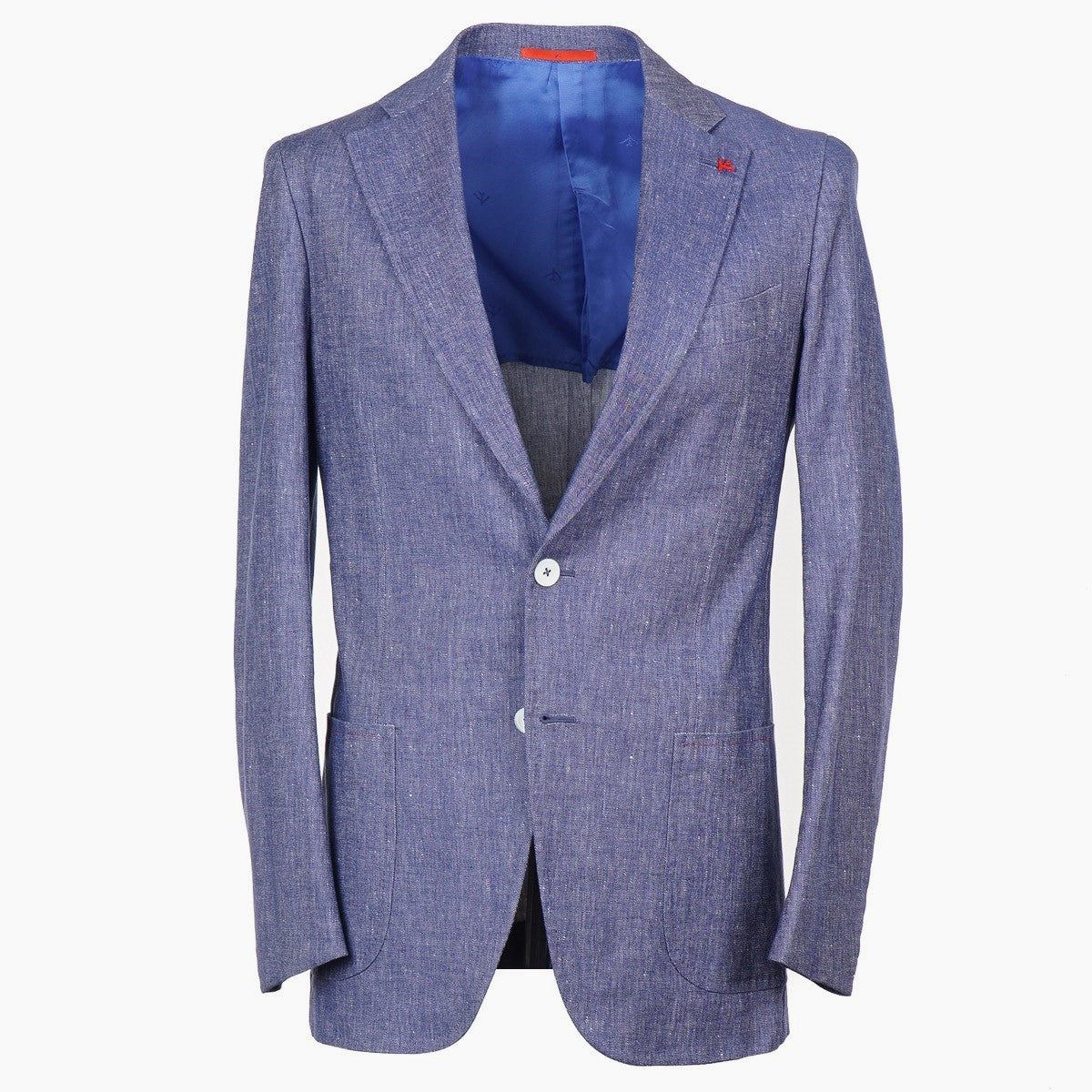 Isaia Men's Linen Cotton Blend Suit with Denim Effect - Perfect for Business Casual, Summer Weddings & Office Wear