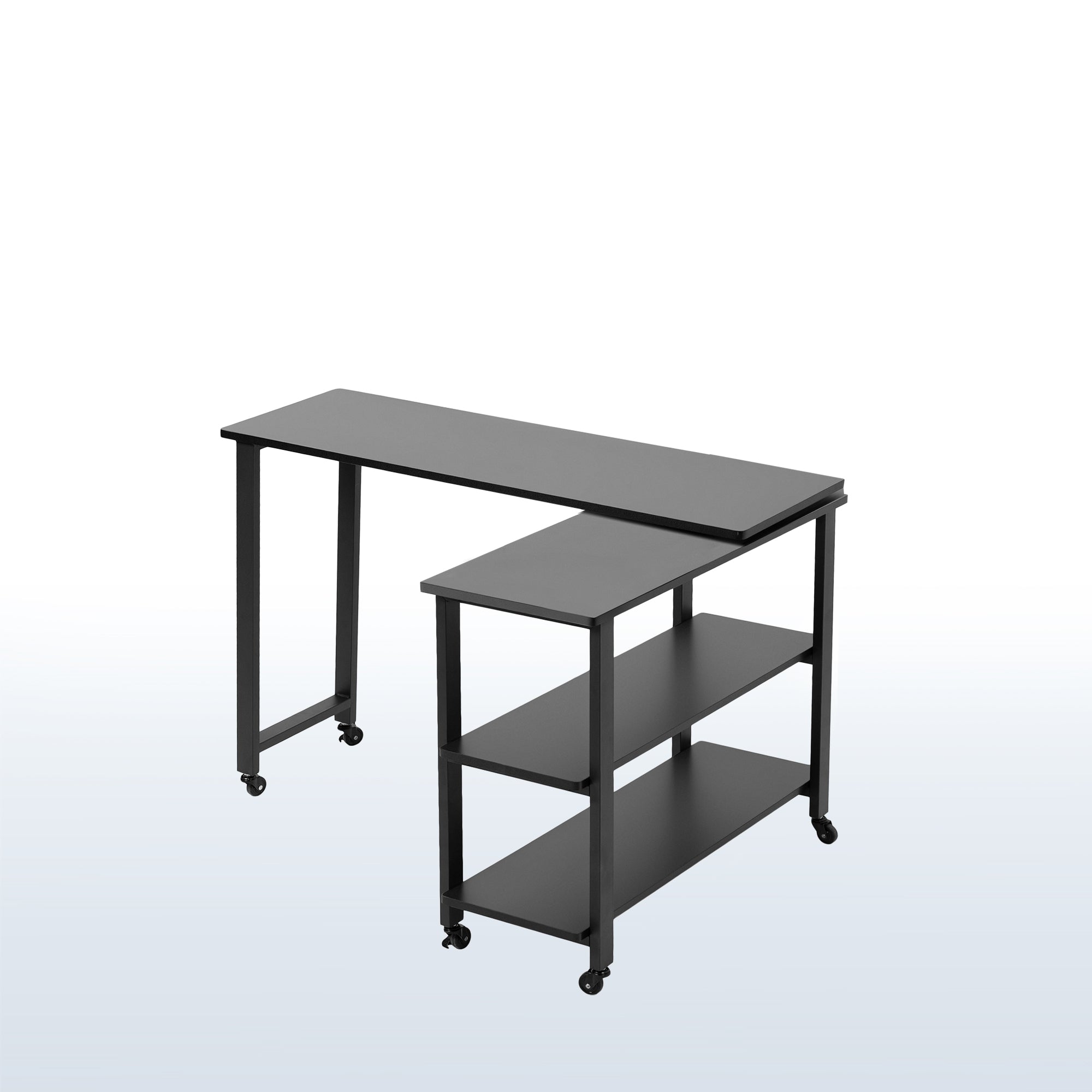 43 x 13 Inch Swivel Out Sofa Table with Wheels - Adjustable Rolling Couch Table for Living Room, Bedroom, and Office Use