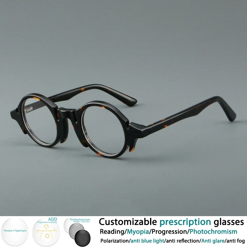 CCspace Women's Full Rim Round Acetate Eyeglasses Frame 303370 - Stylish & Lightweight for Work, Reading & Everyday Wear