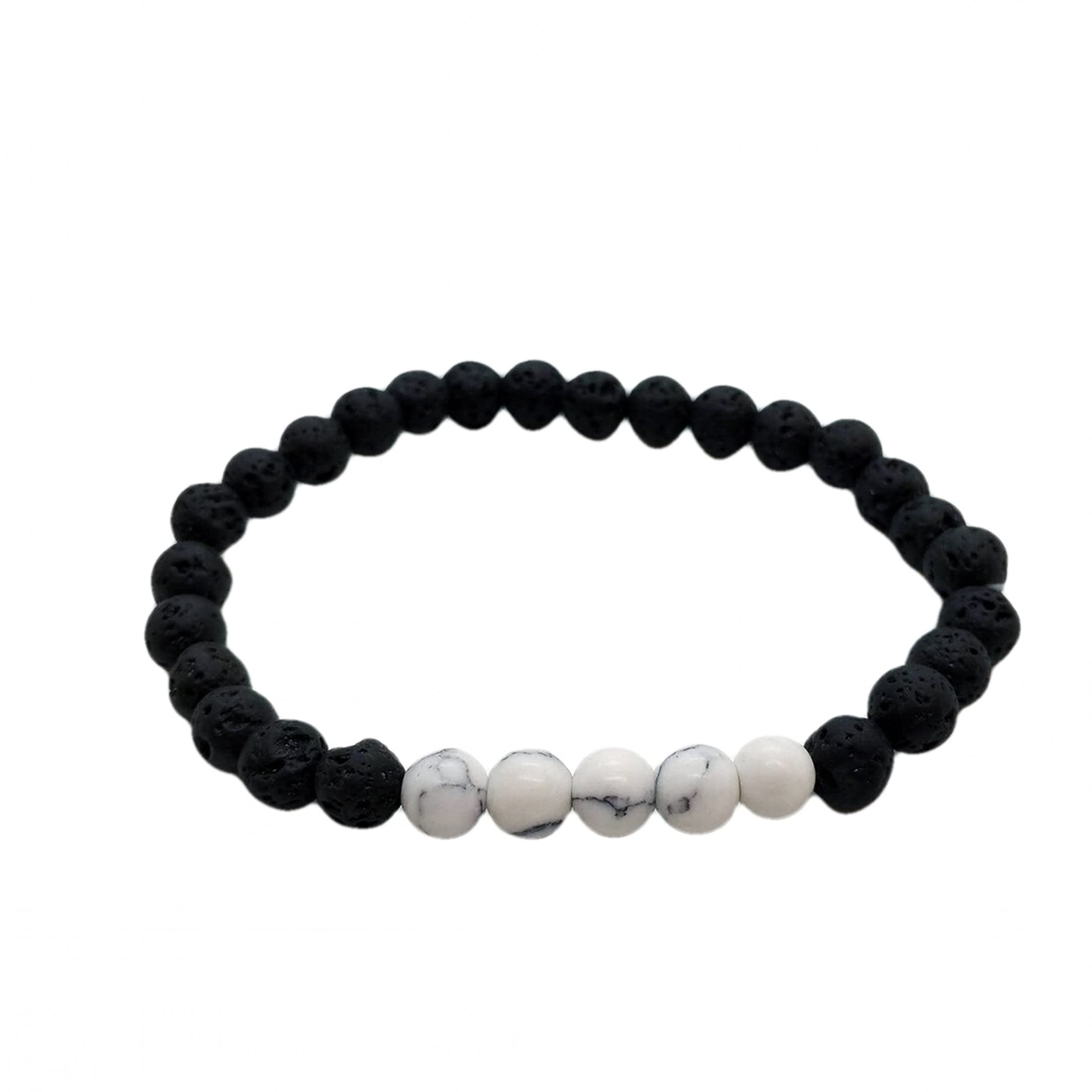 Shree Narayani 8mm Essential Oil Diffuser Bracelet for Men - Lava Stone Beaded Bracelet with Gemstones, Adjustable 7