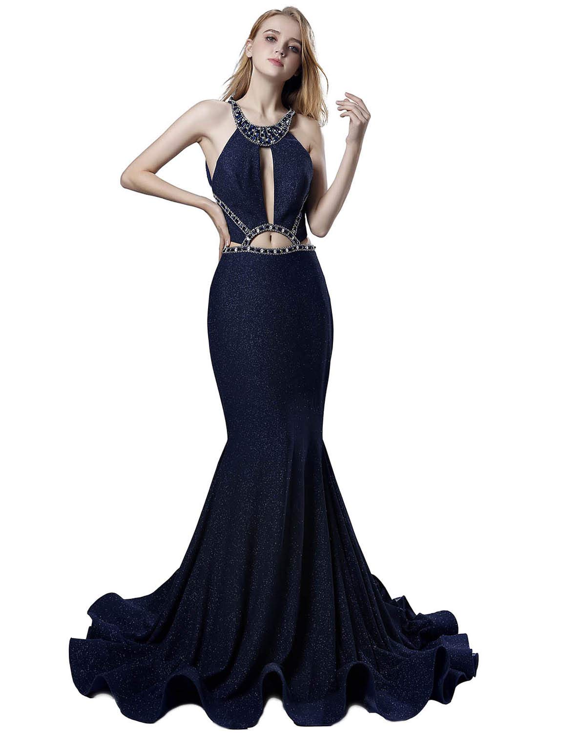 Sarahbridal Women's Mermaid Prom Dresses 2022 | Backless Lace Sequin Beaded Evening Gown for Homecoming, Wedding Guest & Formal Parties | Elegant Party Dress for Prom Night, Cocktail Events & Special Occasions