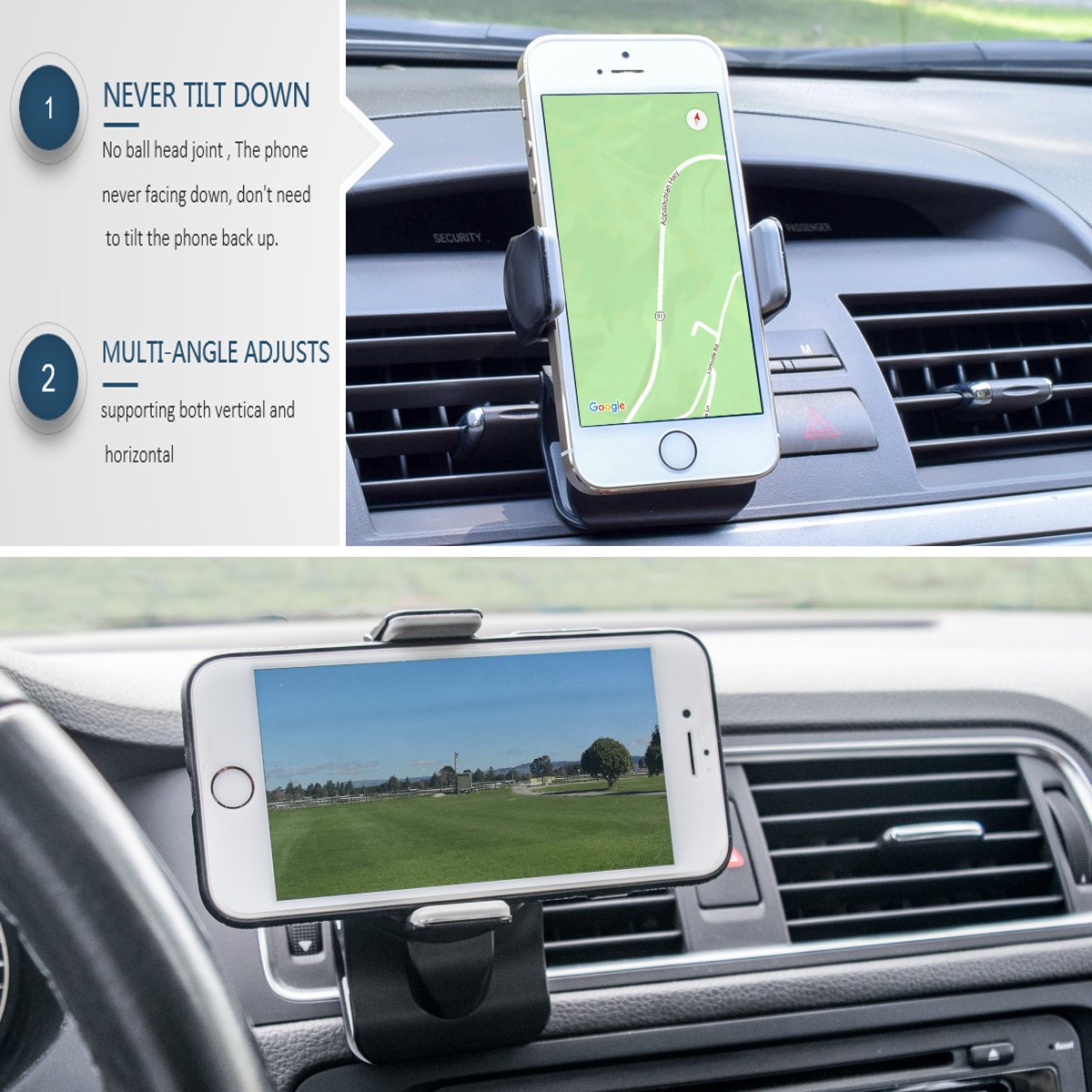 3-in-1 Universal Car Phone Holder - Steering Wheel, Air Vent & Rearview Mirror Mount for Smartphones & GPS (Black) | Perfect for Hands-Free Driving, Navigation & Road Trips