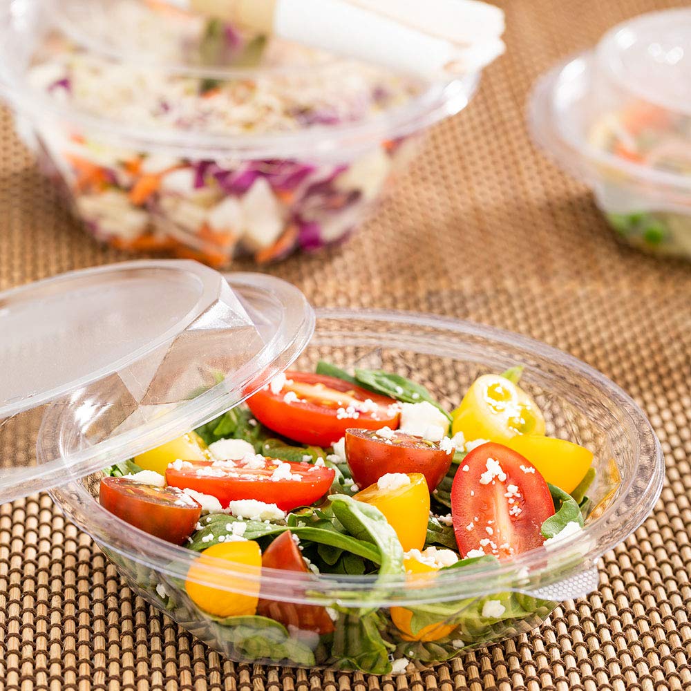 Restaurantware 12oz Disposable PLA Plastic Salad Bowls - 500 Pack Clear Round Takeout Containers for To-Go Meals, Food Delivery & Catering | Eco-Friendly Compostable Food Storage Bowls | Lids Sold Separately