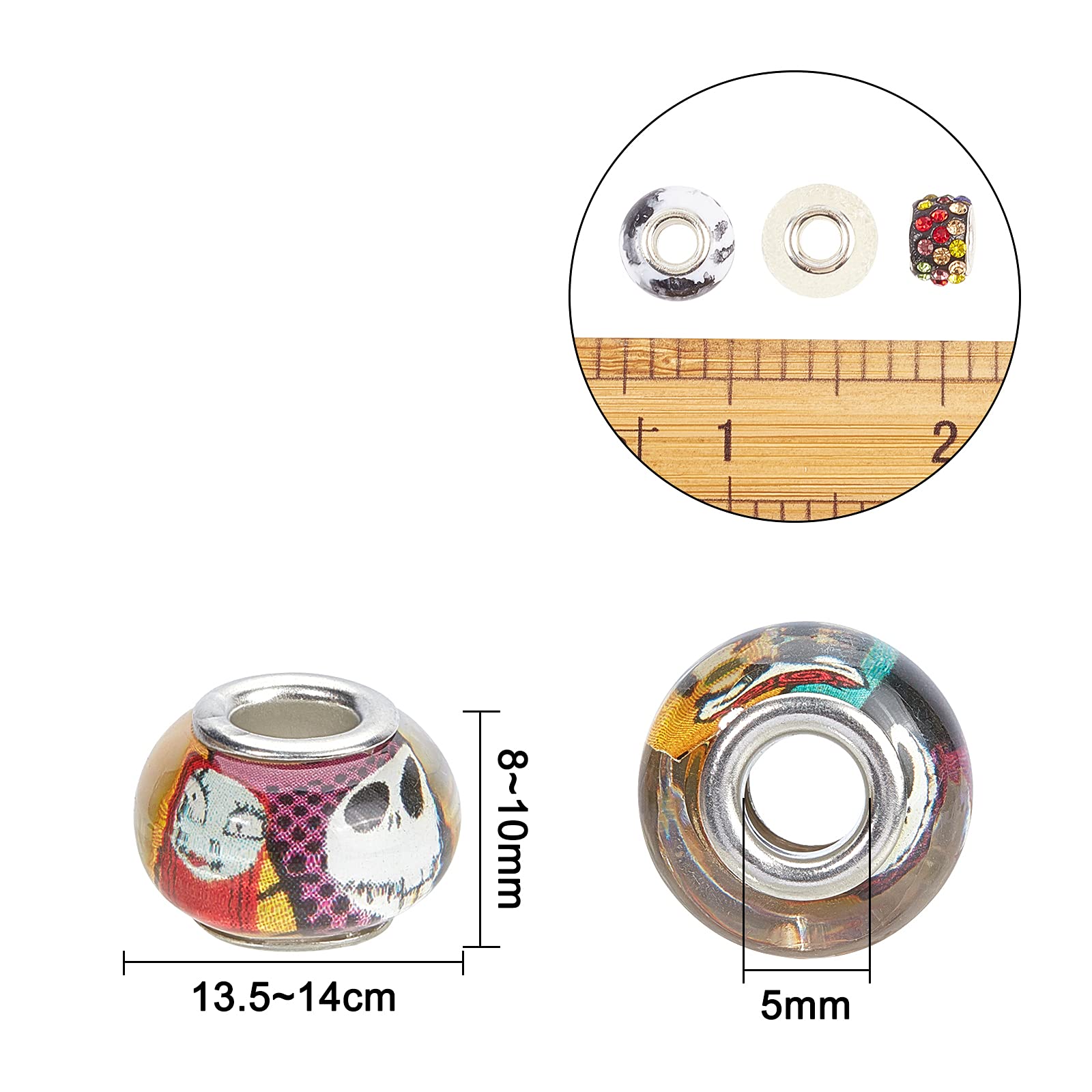 NBEADS 54 Pcs Mixed Style European Beads - Large Hole Acrylic Rhinestone Beads for DIY Jewelry Making, Bracelets & Necklaces - Perfect for Crafting, Gift Making and Fashion Accessories