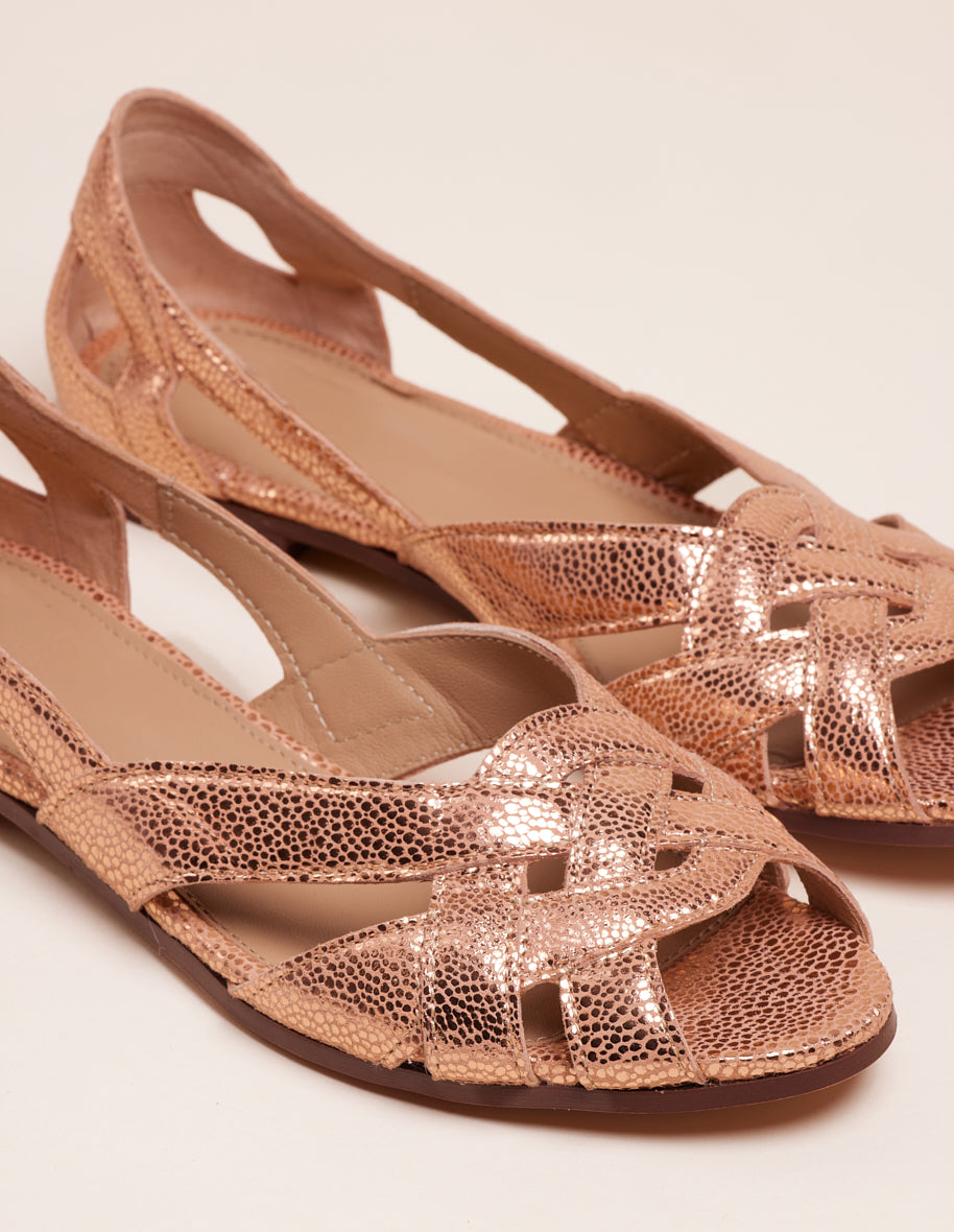 Clementine Cracked Leather Rose Sandals - Women's Comfortable Casual Summer Shoes for Beach, Vacation & Outdoor Wear