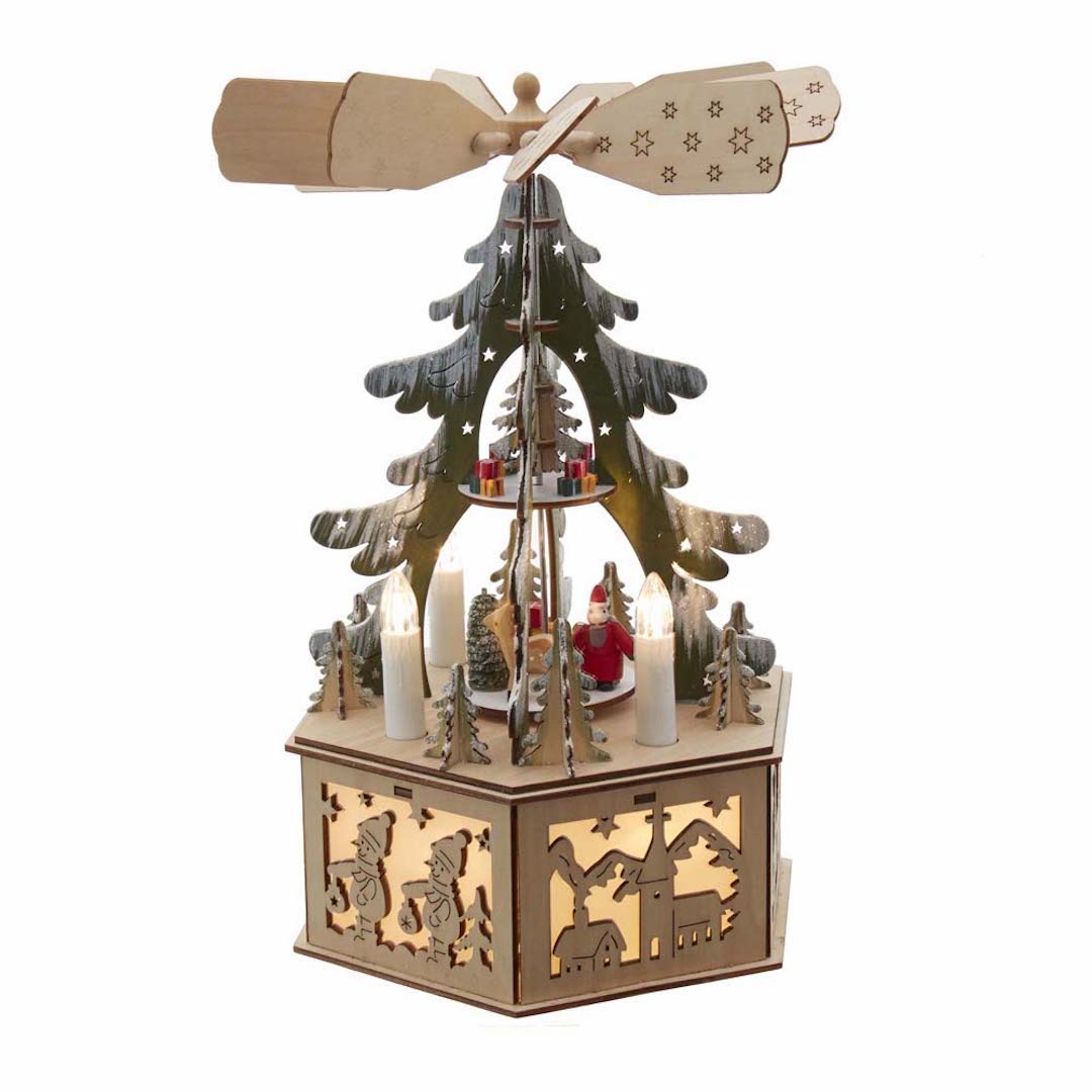 LED Winter Wonderland Pyramid Musical Snow Globe with Rotating Base - Perfect for Holiday Decor, Christmas Gifts & Home Tabletop Display