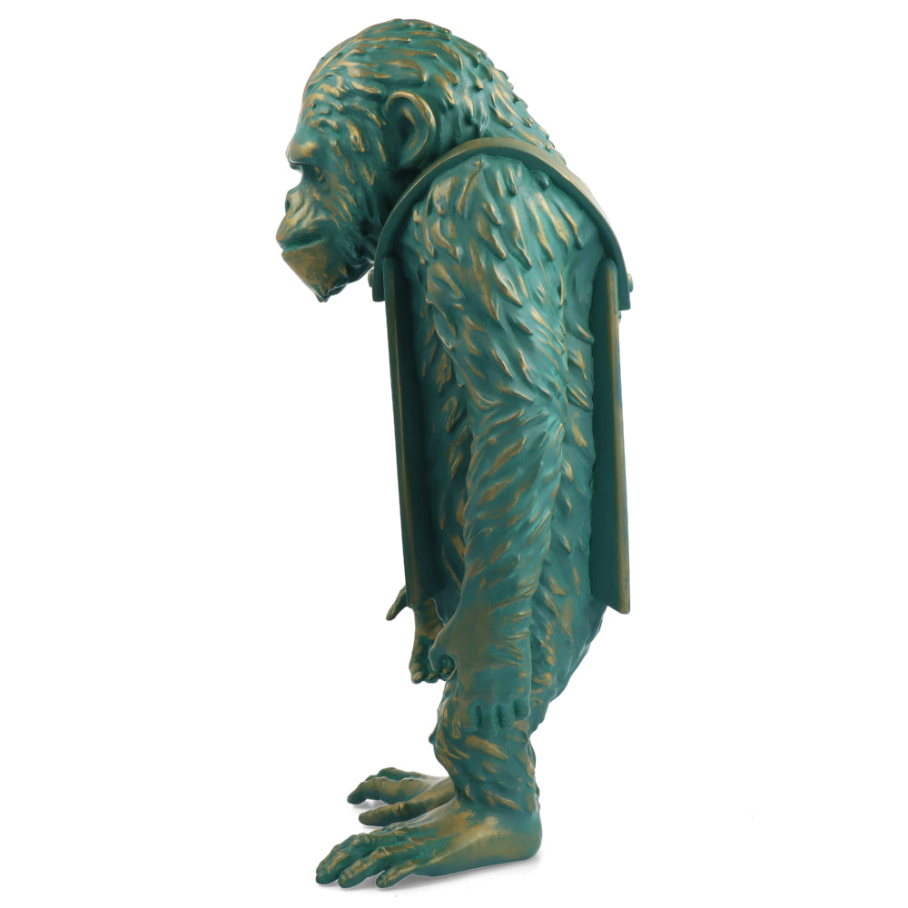 Banksy X Medicom Toy Monkey Sign Bronze Statue - Unique Art Collectible for Home Decor & Office Display