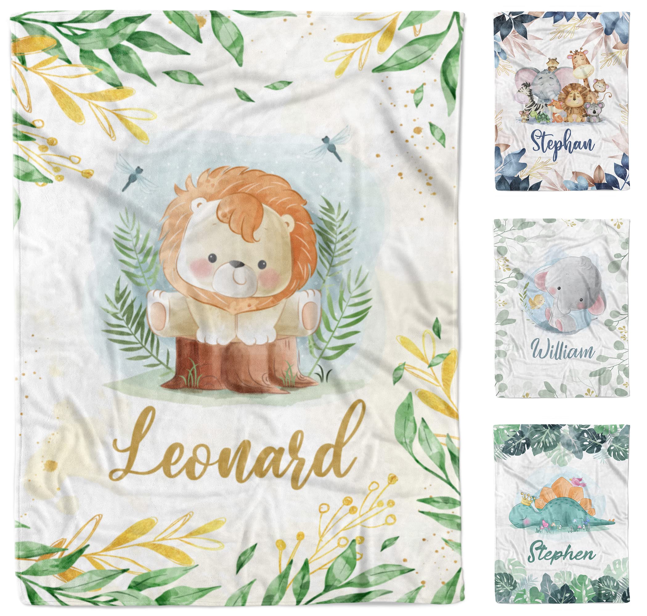 Custom Personalized Baby Boy Lion Fleece Blanket 30''x40'' - Embroidered Name for Newborns, Soft Swaddle & Crib Blanket - Perfect for Nursery, Gifts & Photo Shoots