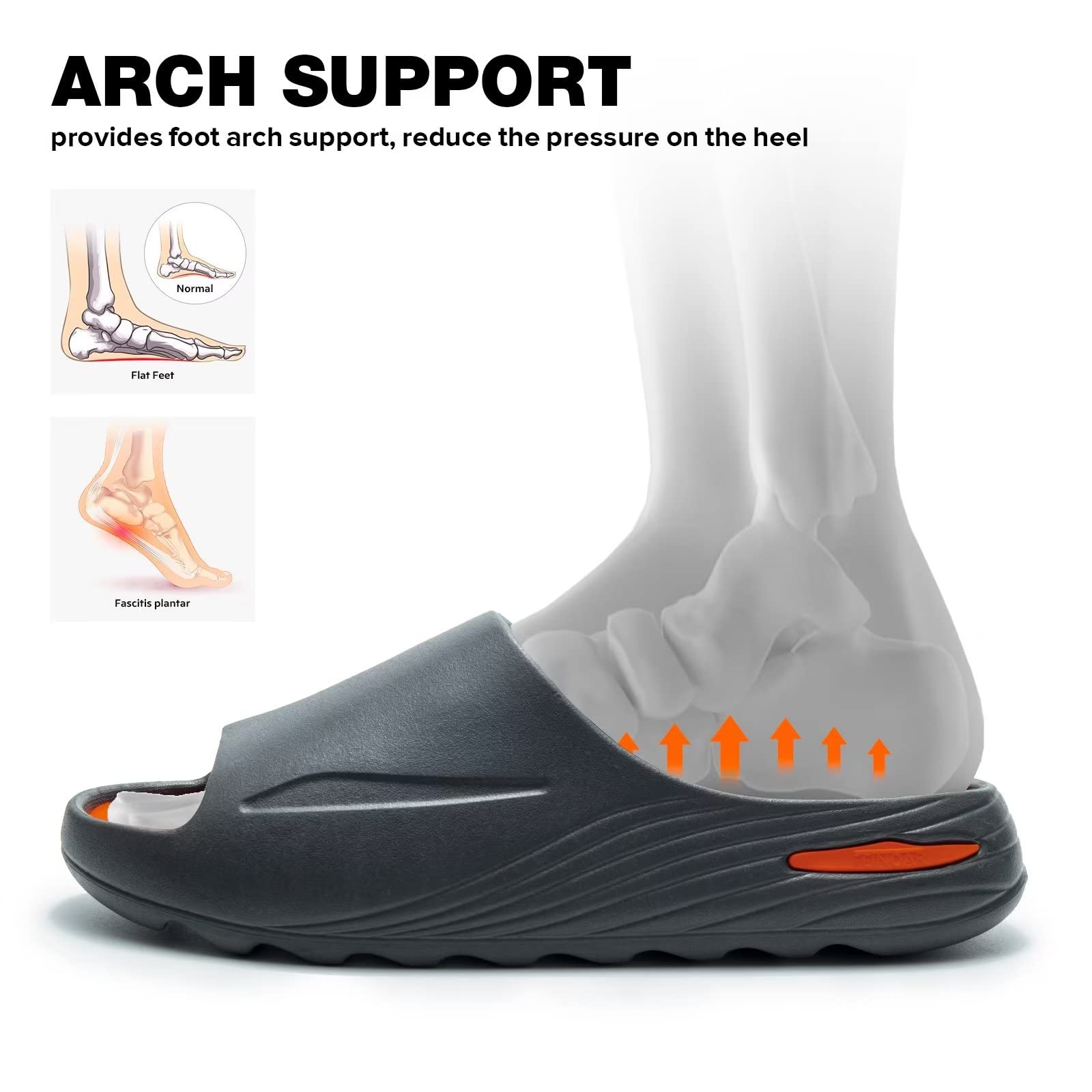 Men's Basketball Slides - Soft-Tech Arch Support Sandals for Plantar Fasciitis Relief & Sport Recovery | Breathable Open-Toe Slippers for Post-Game Relaxation, Gym & Home Use