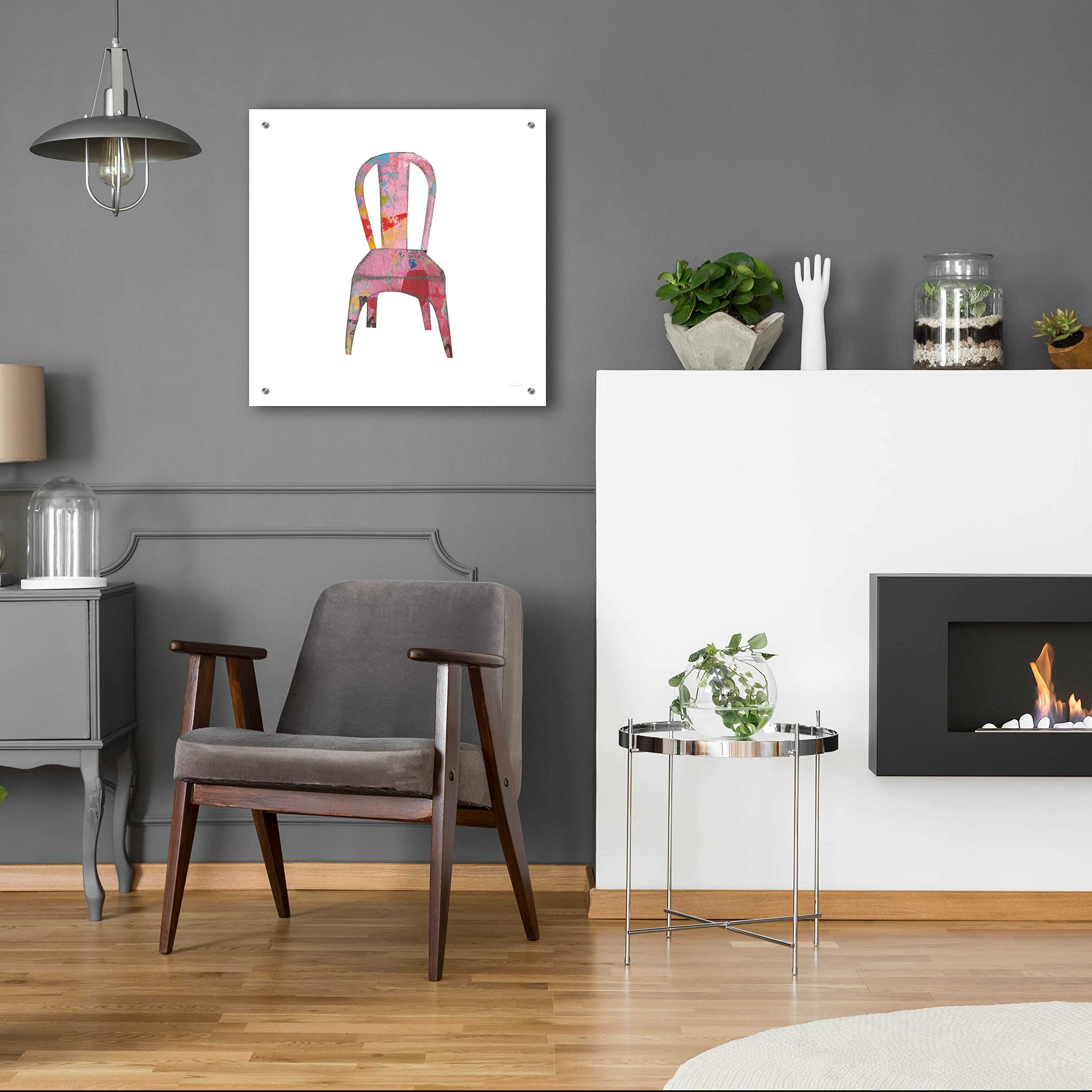 Courtney Prahl Mod Chairs I Acrylic Glass Wall Art - 24x24 Inch Modern Abstract Painting for Living Room, Bedroom & Office Decor