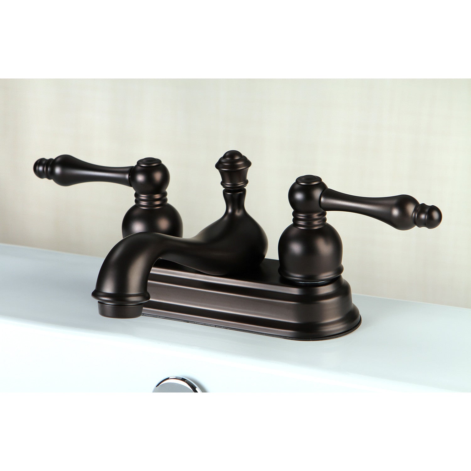 American Classic FSY3605ACL Oil Rubbed Bronze Bathroom Faucet - Double Handle 3 Hole Deck Mount 4 Inch Centerset Sink Faucet with Pop Up Drain - Perfect for Bathroom Vanity, Powder Room & Guest Bath Installation