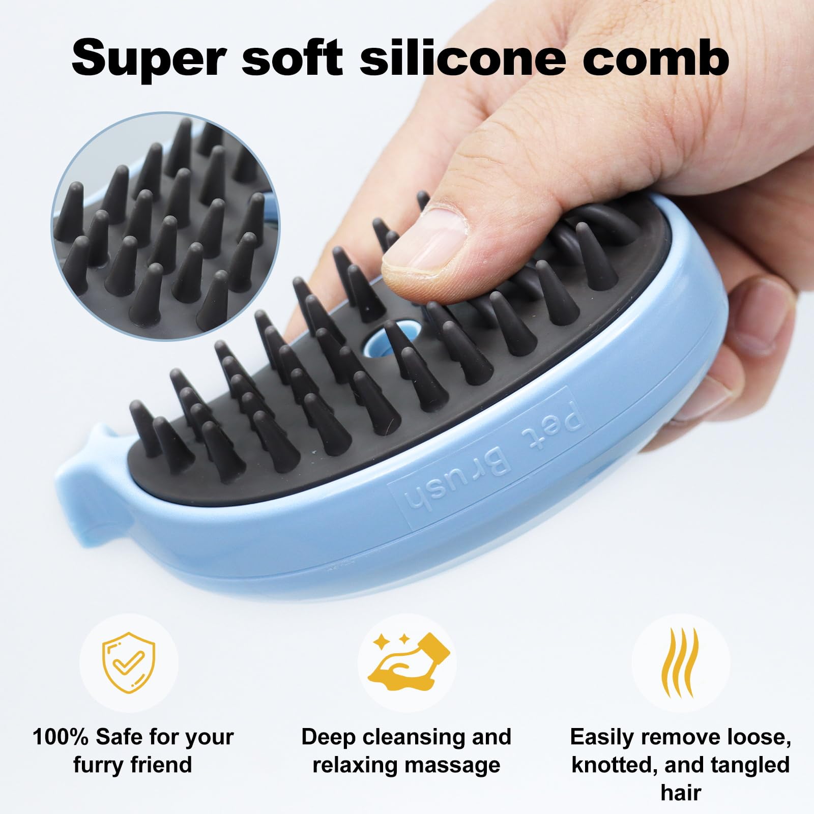 Rechargeable Cat Steam Brush - 3-in-1 Pet Grooming Tool for Shedding & Hair Removal - Perfect for Cats & Horses at Home