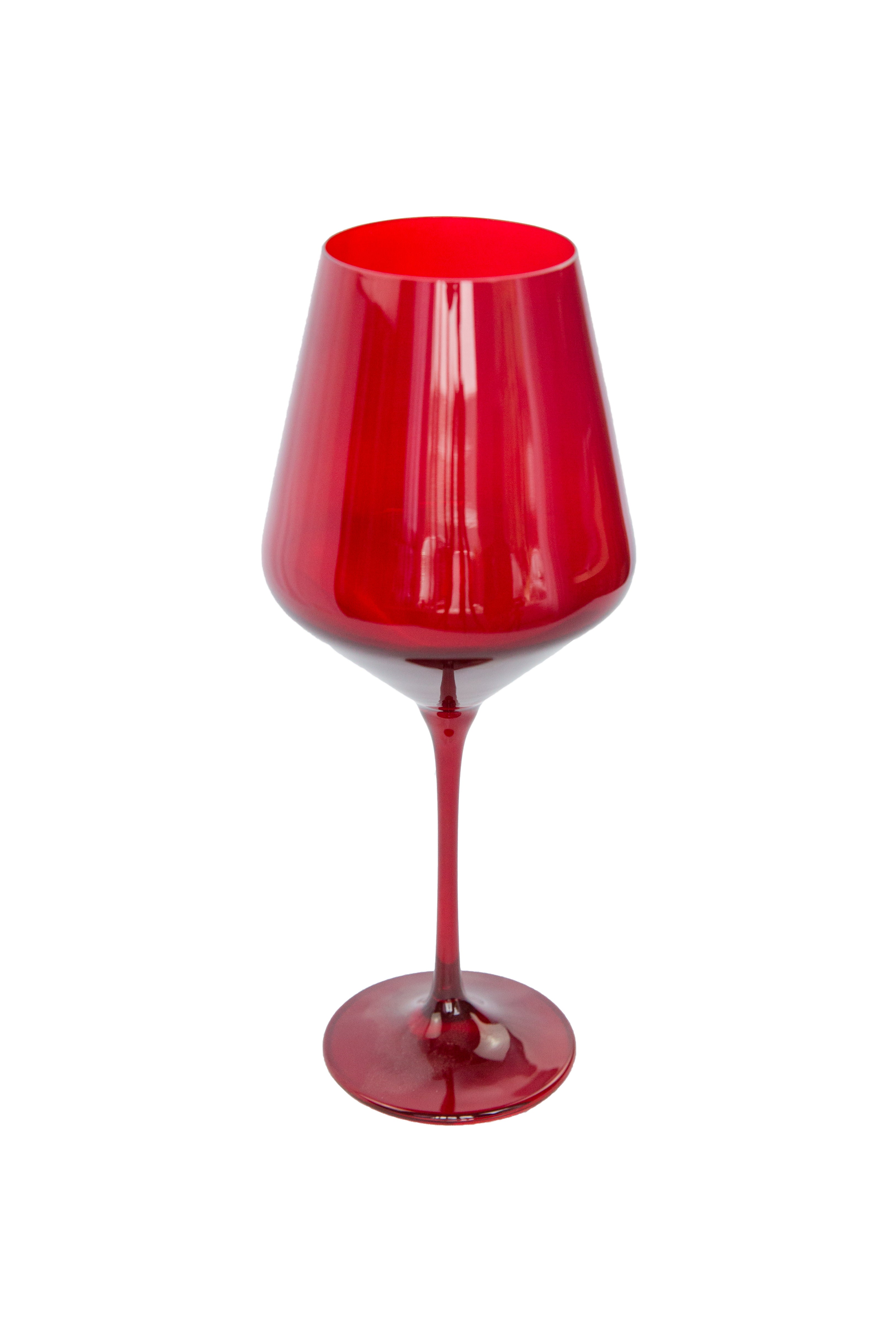 Estelle Colored Wine Glasses Set of 2 - Elegant Red Stemware for Wine Tasting & Dinner Parties | Perfect for Romantic Dinners, Wedding Gifts & Home Entertaining