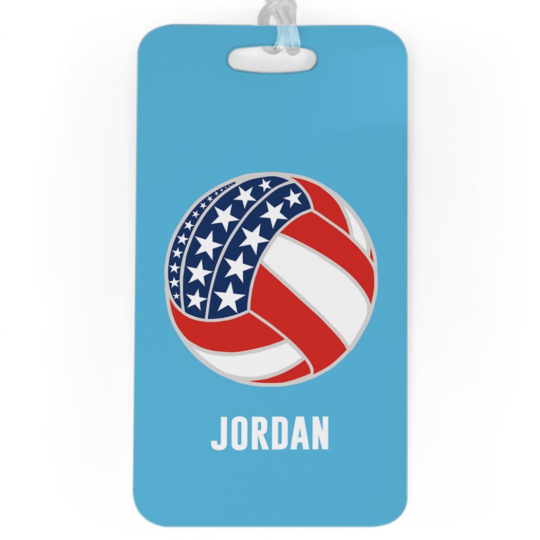 Volleyball Luggage Tag with American Flag Design - Large Durable Bag Tag for Travel & Sports | Perfect for Volleyball Players, Fans & Travel Enthusiasts