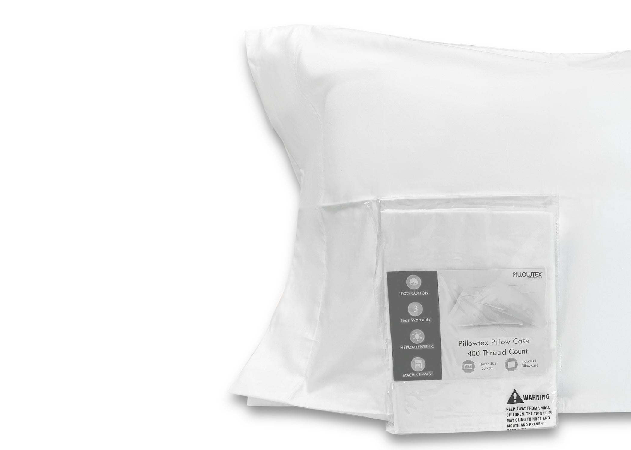 Premium Pillowtex 100% Cotton Pillowcase Set of 2 - Soft & Breathable Bedding for Side Sleepers & Hot Sleepers - Standard Size 20x26 Inches for Comfortable Night's Sleep