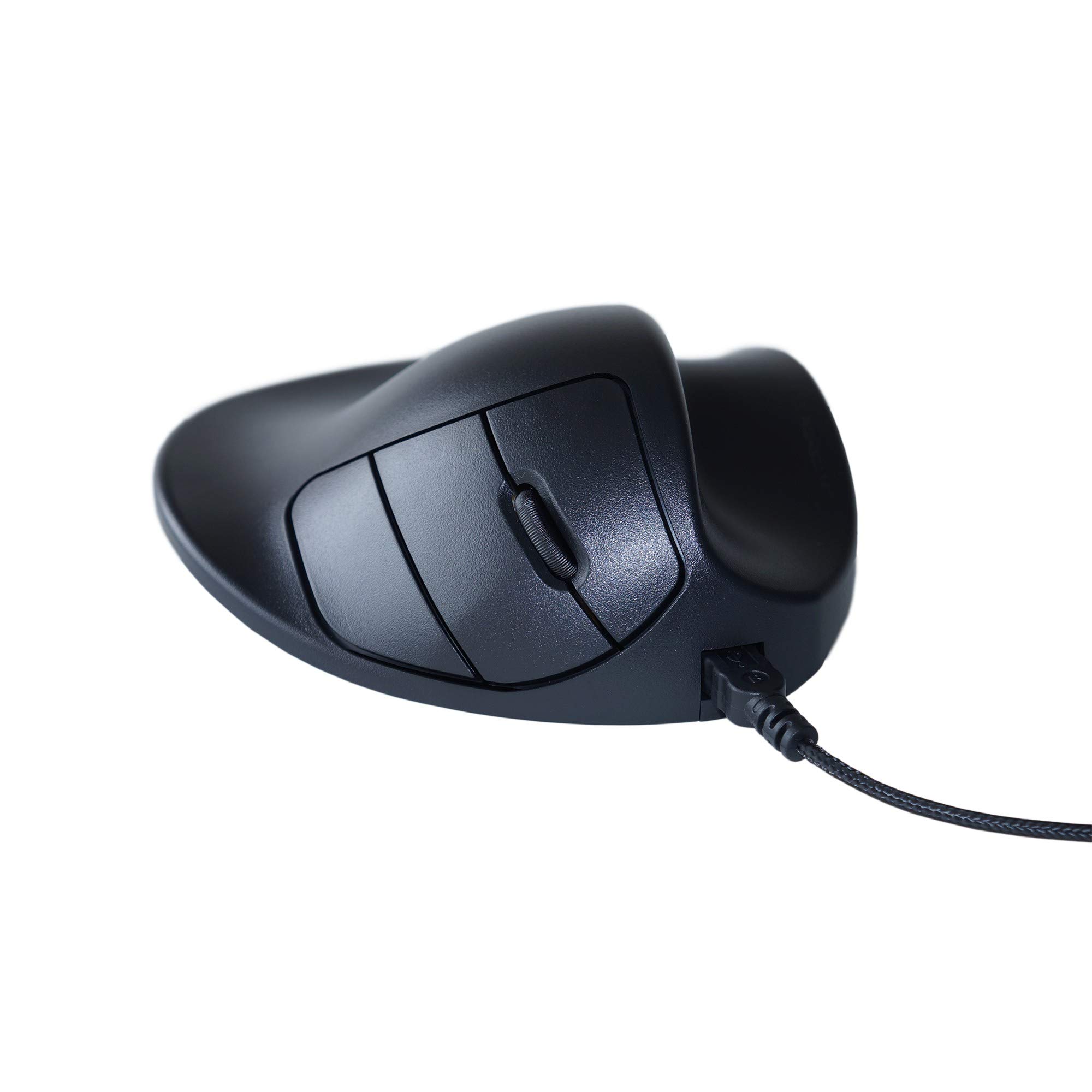 Ergonomic Handshoe Mouse S2WB-LC - Wired Light Click Computer Mouse for Right Hand (Small Size, Black) | Perfect for Office Work, Gaming & Reducing Carpal Tunnel Pain