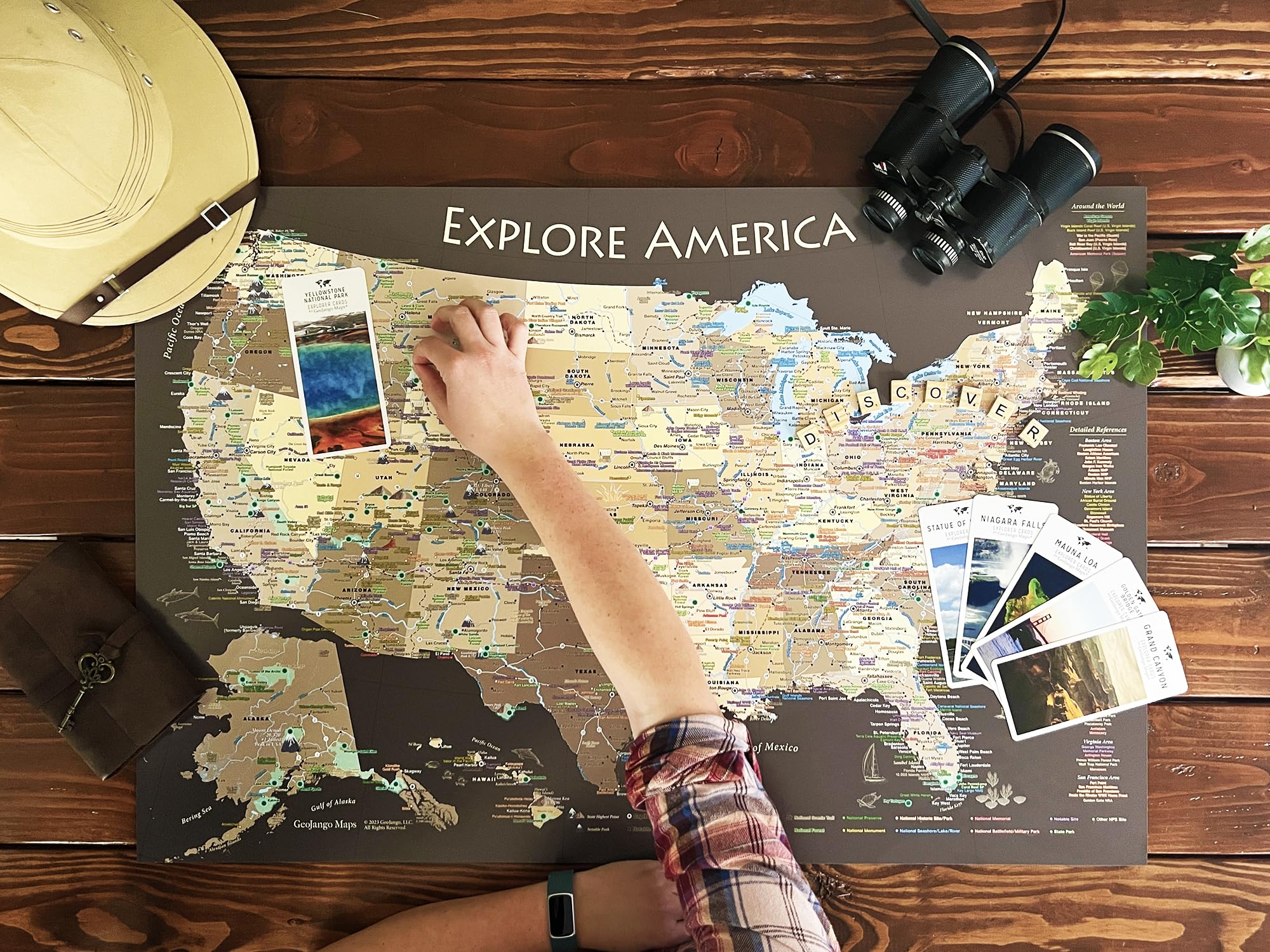 Personalized USA National Park Map with Pins - Custom Push Pin Travel Map for US National Parks, State Landmarks & Highest Peaks - Brown Edition Framed Map or Stretched Canvas (Includes 500 Pins) - Perfect for Travel Enthusiasts, Home Decor & Adventure Gifts