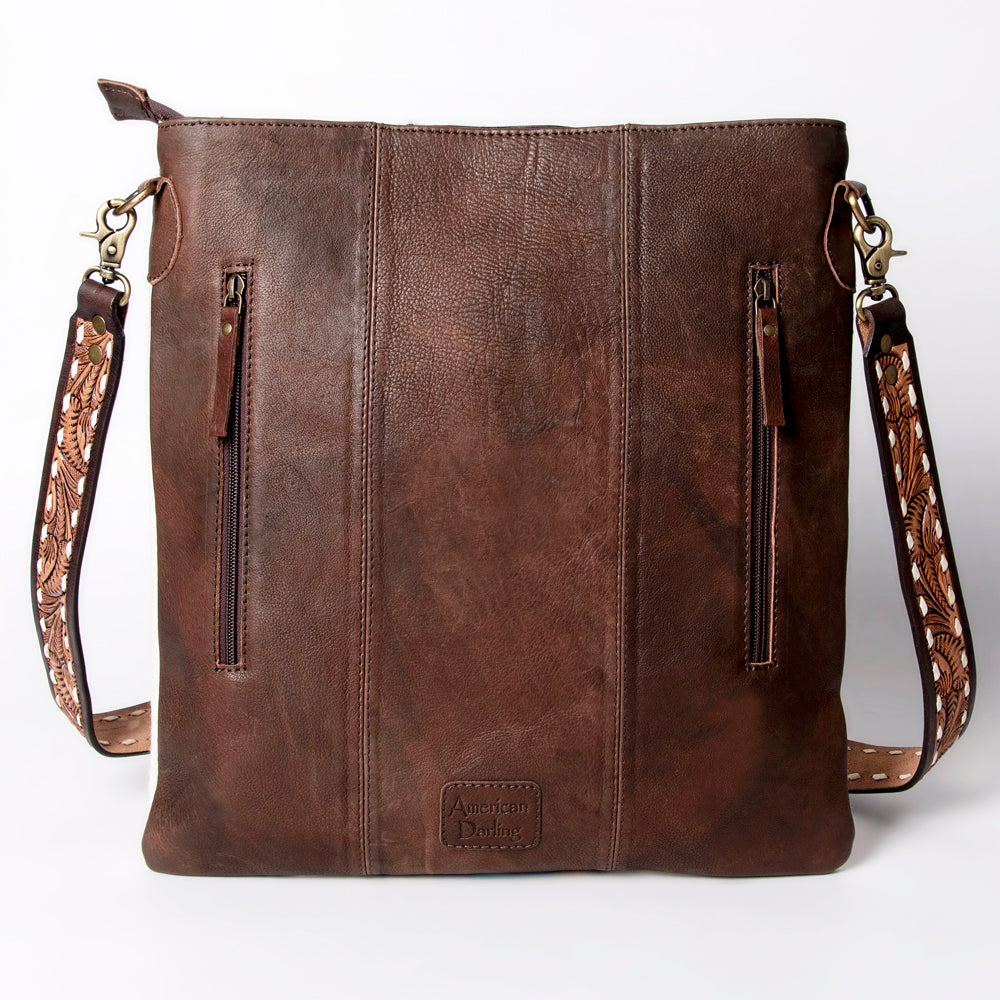 American Darling ADBGA274A Genuine Leather Crossbody Bag for Women - Western Style Hand Tooled Saddle Blanket Design Purse - Perfect for Casual Outings, Travel & Country Western Events