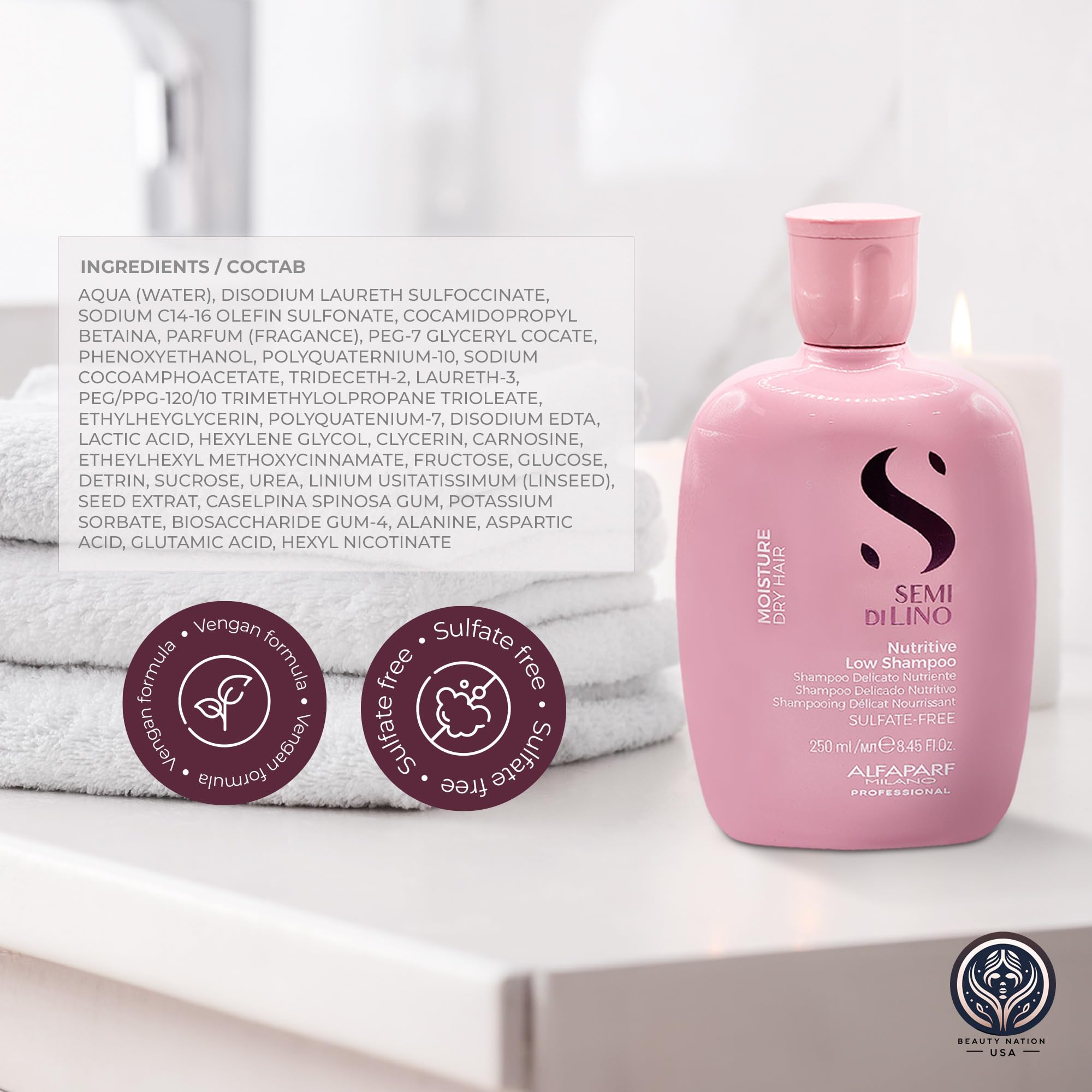 Alfaparf Moisturizing Nutritive Shampoo & Conditioner Set with Hair Brush Massager - Sulfate-Free Hydrating Shampoo for Dry, Damaged Hair - 250ml Bundle for Salon-Quality Hair Care at Home