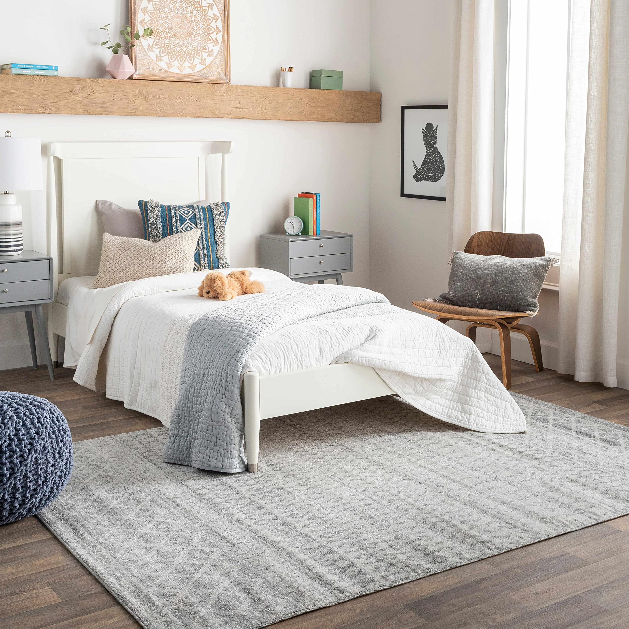 Bohemian Global Style Hauteloom Harput Area Rug - 10' x 13' Gray & White - Perfect for Living Room & Bedroom Decor - Soft & Durable for Home, Office or Airbnb