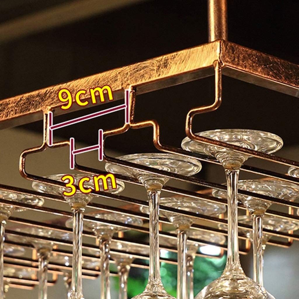 European Style Wrought Iron Hanging Wine Rack Organizer - 90cm Upside Down Wine Glass Holder for Bar Cabinet Storage & Display | Perfect for Home Bars, Restaurants, and Wine Cellars