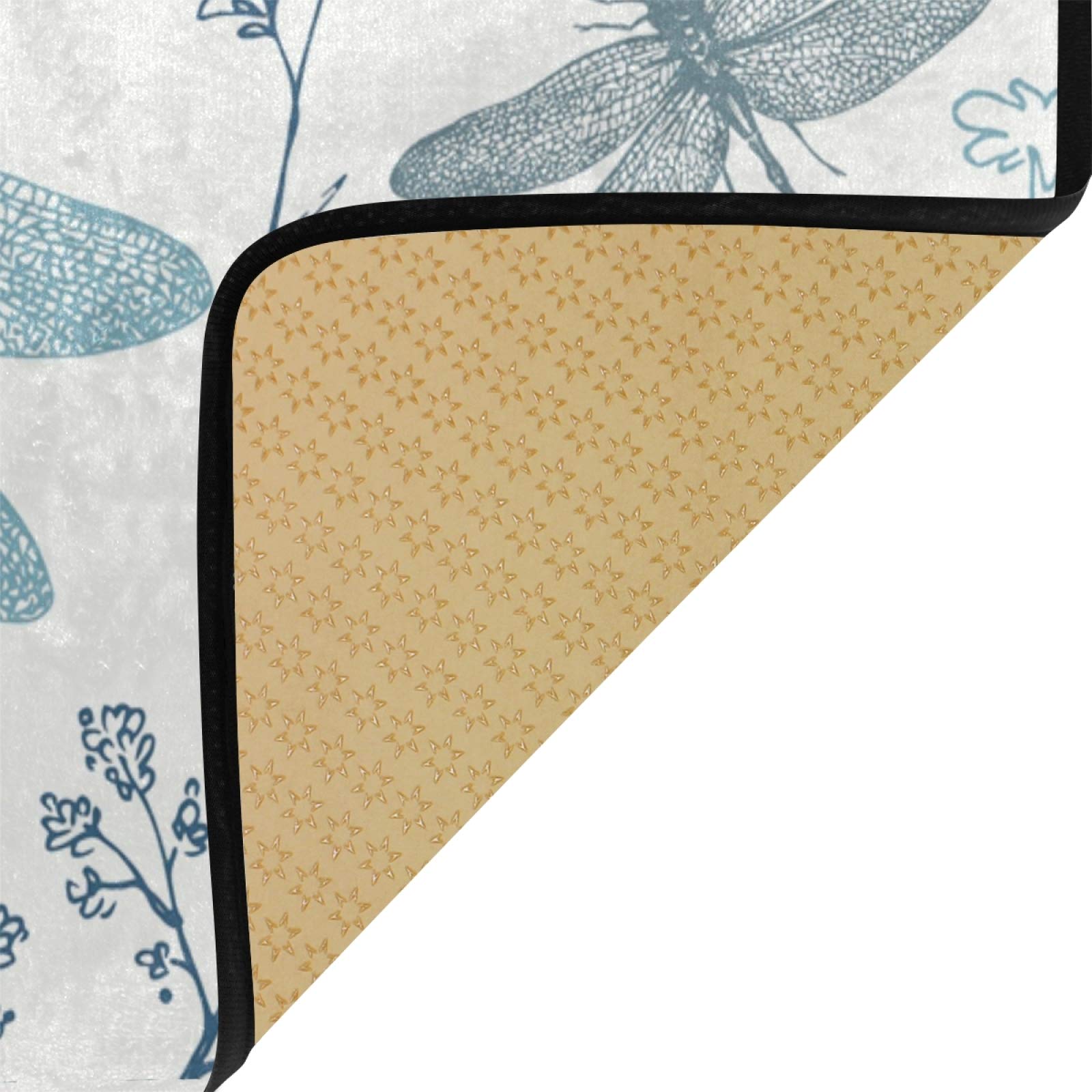 Non-Slip Blue Dragonfly Kitchen Rug - Soft Anti-Skid Bath Mat & Runner for Home Decor (39x20 Inches) - Perfect for Kitchens, Bathrooms, Entryways & Laundry Rooms