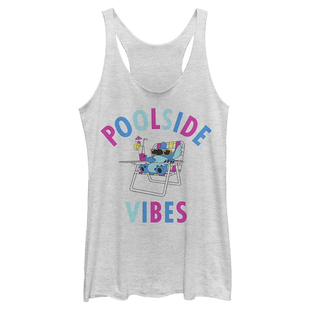 Disney Women's Lilo & Stitch Stitch Poolside Vibes Tri-Blend Racerback Tank Top - Cute Summer Layering Tee for Beach, Pool Parties & Casual Outfits