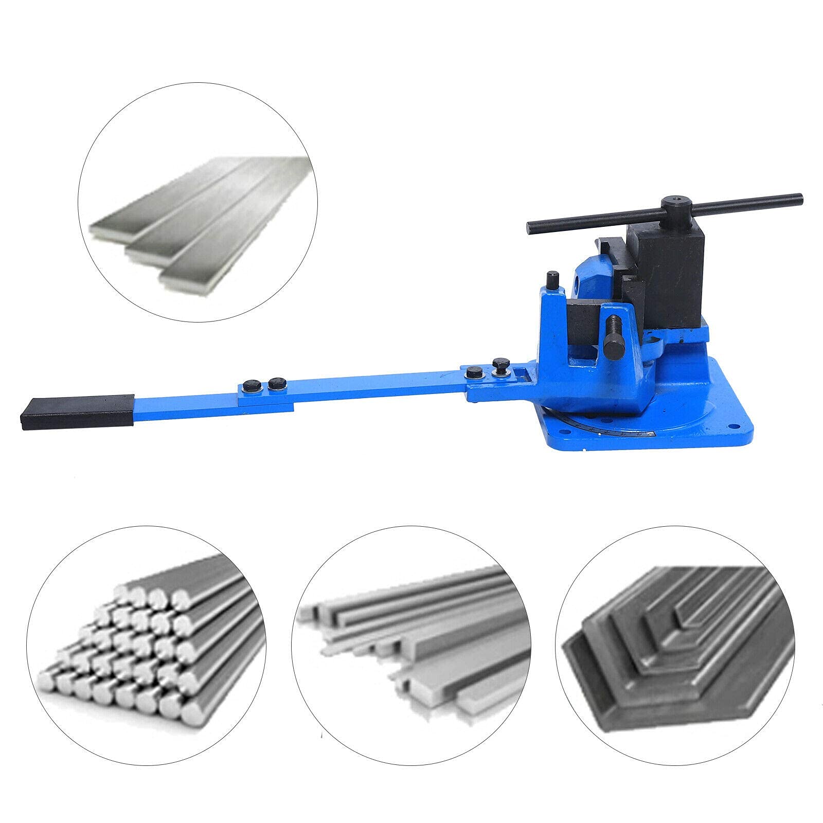 Gdrasuya10 Manual Metal Bender Tool - Heavy Duty Cast Steel Rod Bender for Flat, Round, Square & Angle Steel - Universal Bending Machine for DIY Projects, Metalworking & Home Repairs (Blue)