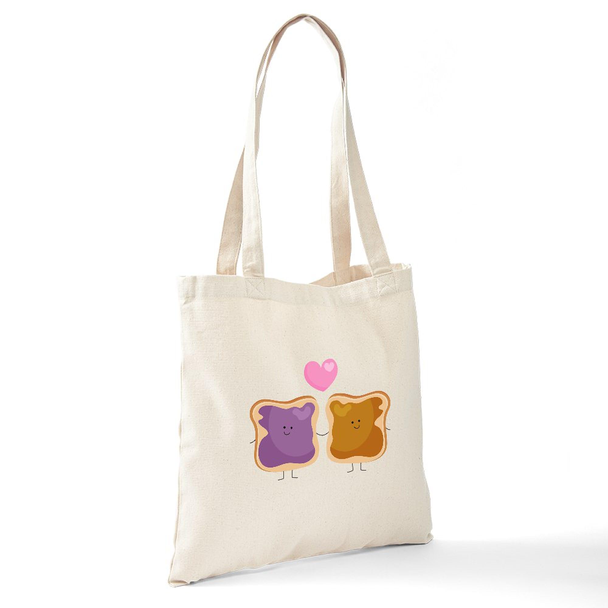 Peanut Butter Loves Jelly Canvas Tote Bag - Eco-Friendly Reusable Grocery Shopping Bag for Women | Perfect for Grocery Store, Beach, Work & Daily Use
